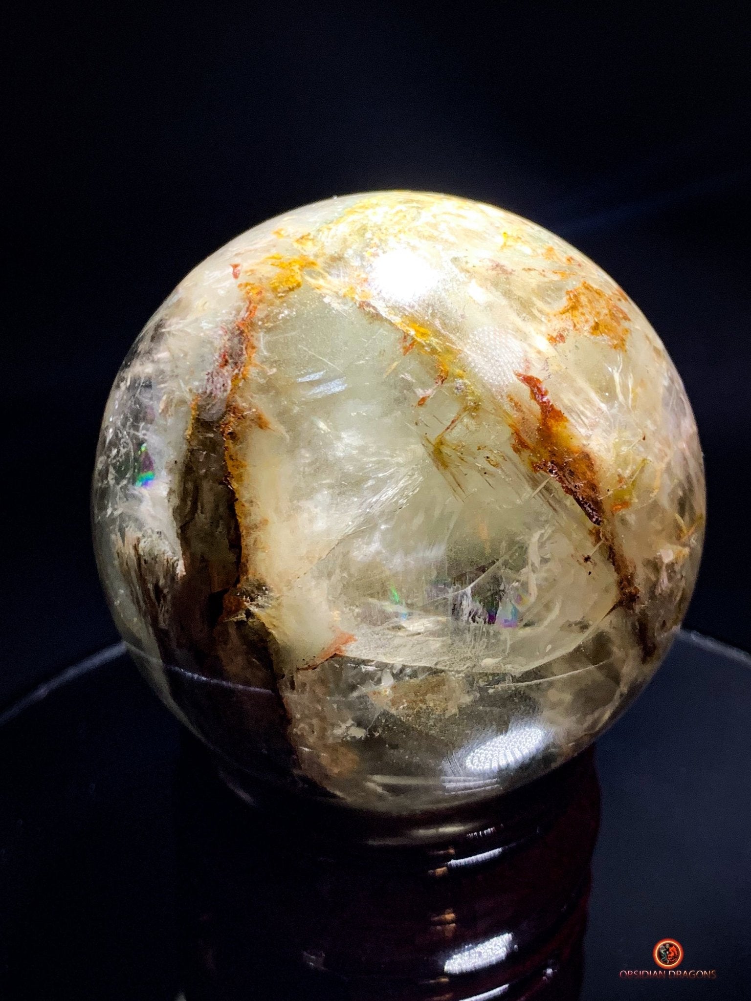 Sphère de Quartz Chlorite Naturelle - Boule de Cristal Unique | obsidian dragons