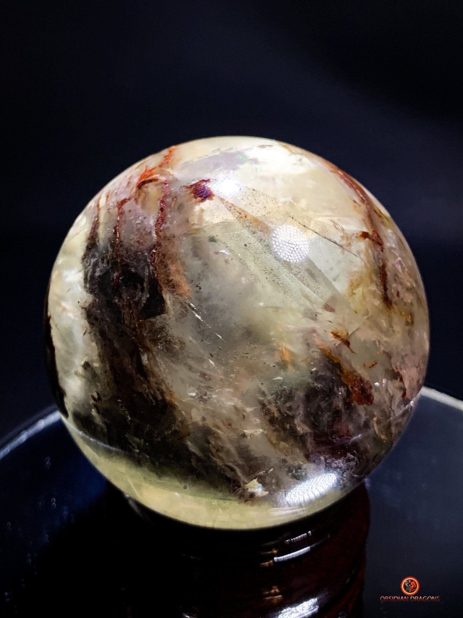 Sphère de Quartz Chlorite Naturelle - Boule de Cristal Unique - obsidian dragons