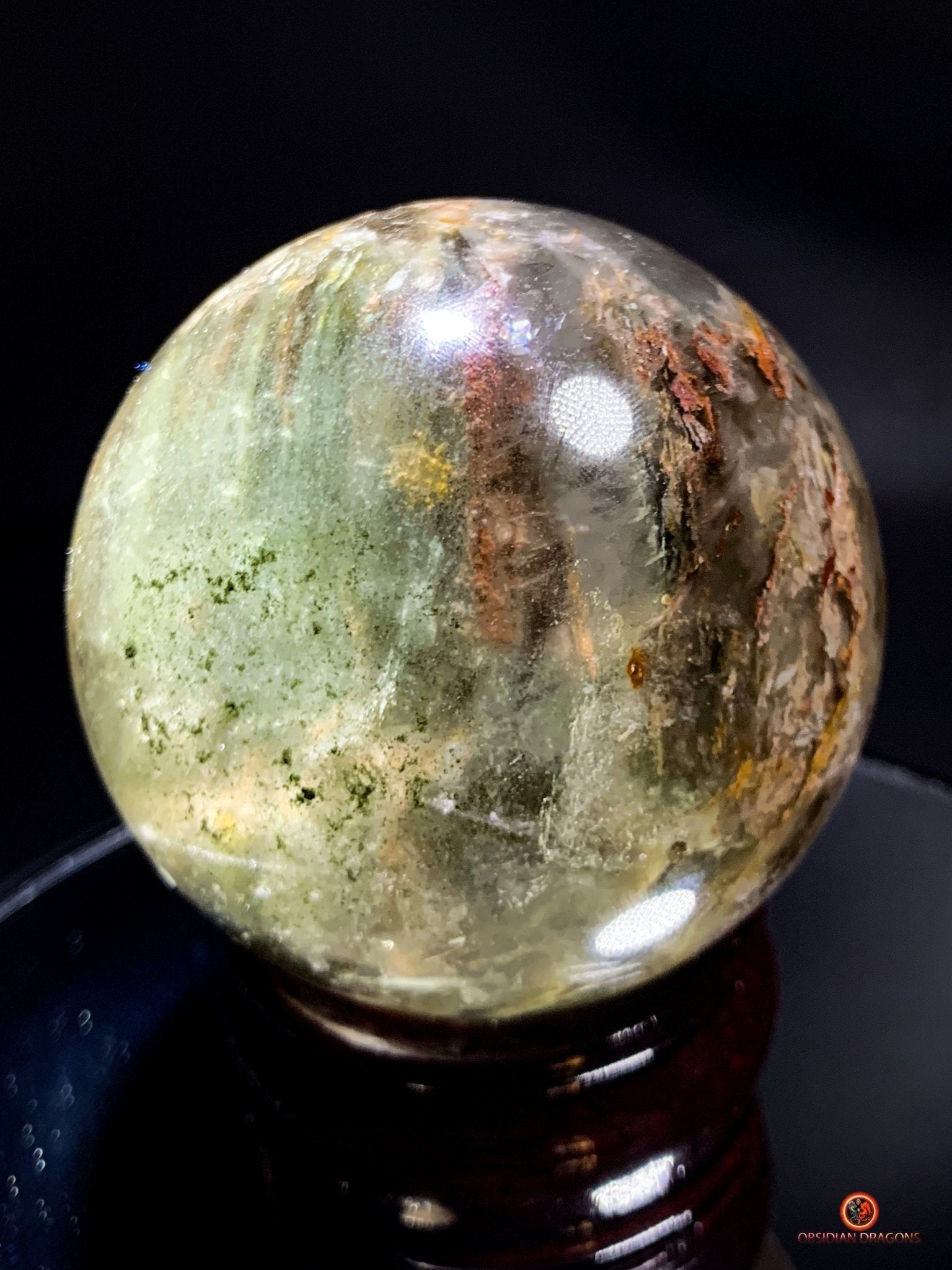 Sphère de Quartz Chlorite Naturelle - Boule de Cristal Unique - obsidian dragons