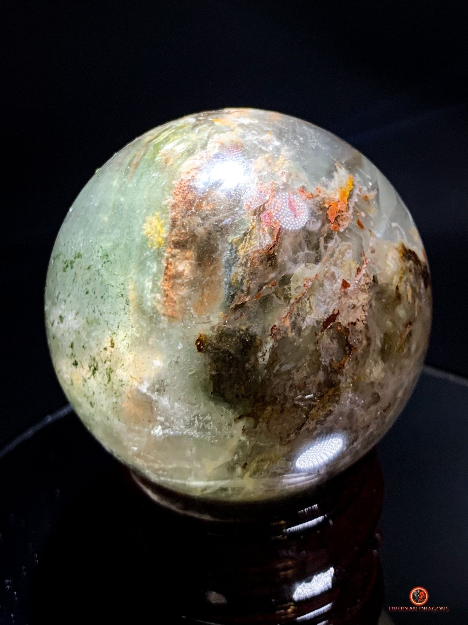Sphère de Quartz Chlorite Naturelle - Boule de Cristal Unique | obsidian dragons