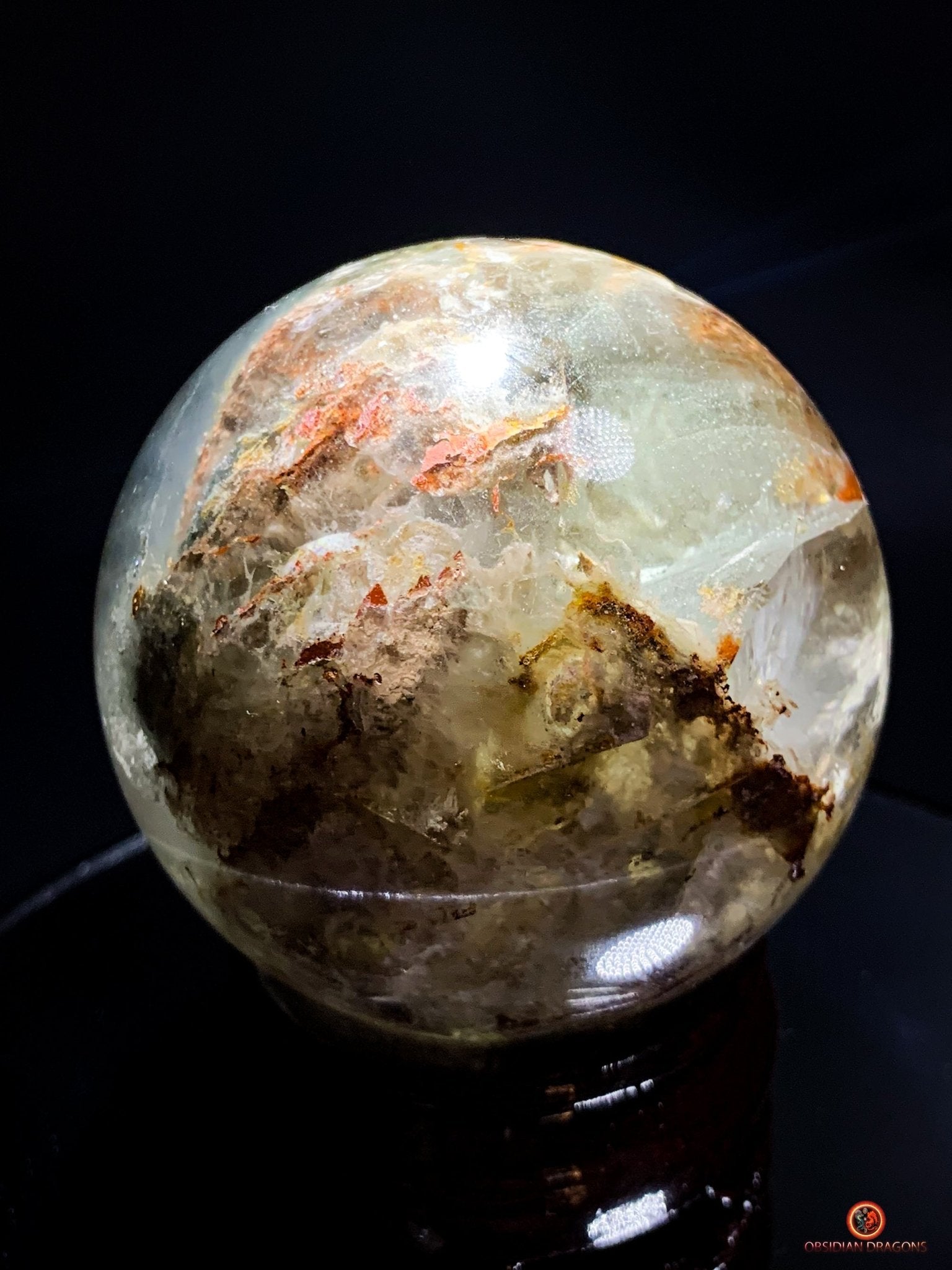 Sphère de Quartz Chlorite Naturelle - Boule de Cristal Unique | obsidian dragons