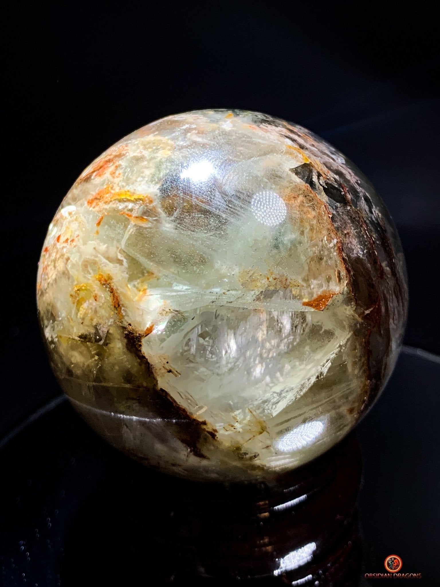 Sphère de Quartz Chlorite Naturelle - Boule de Cristal Unique - obsidian dragons