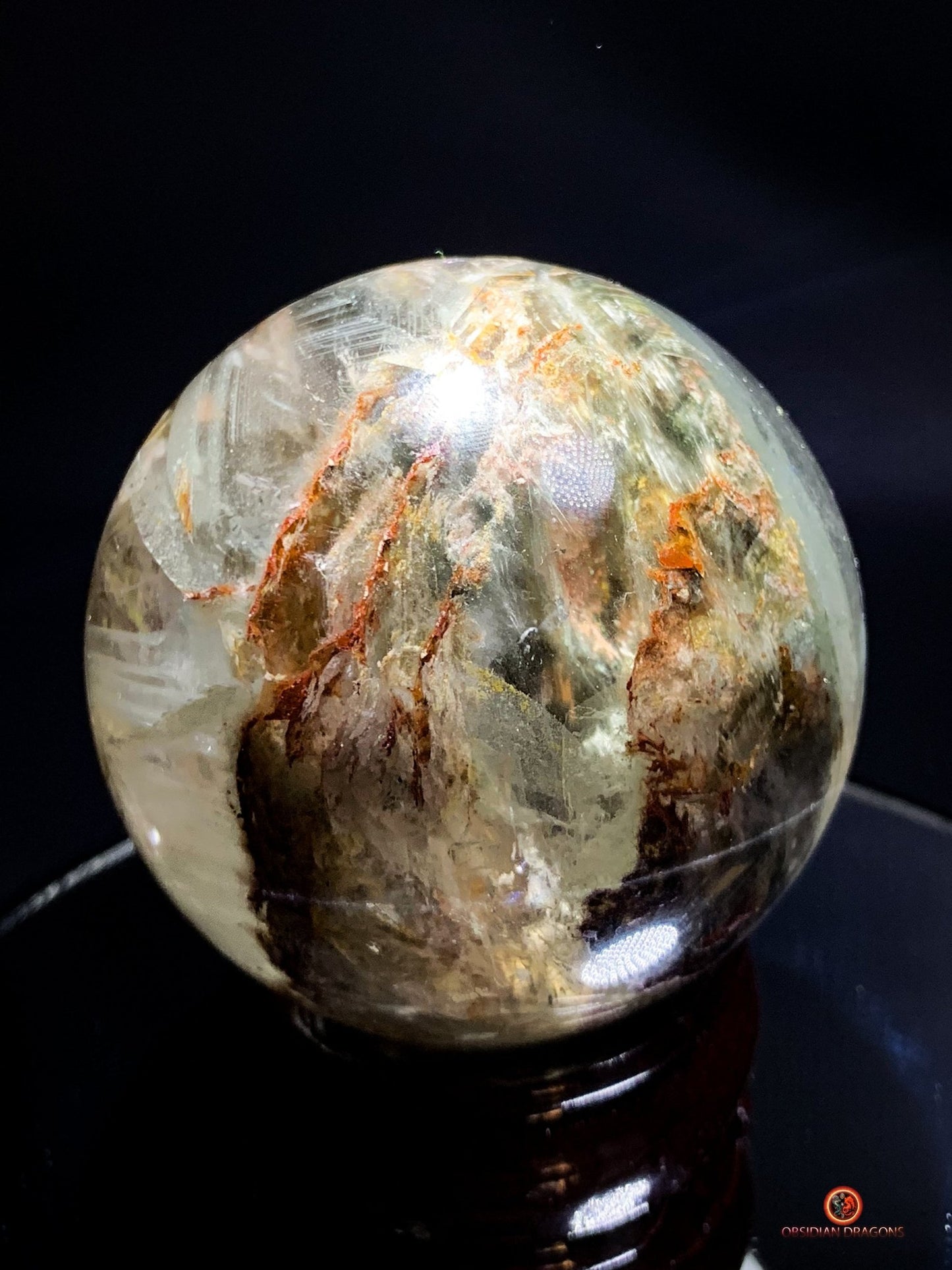 Sphère de Quartz Chlorite Naturelle - Boule de Cristal Unique - obsidian dragons
