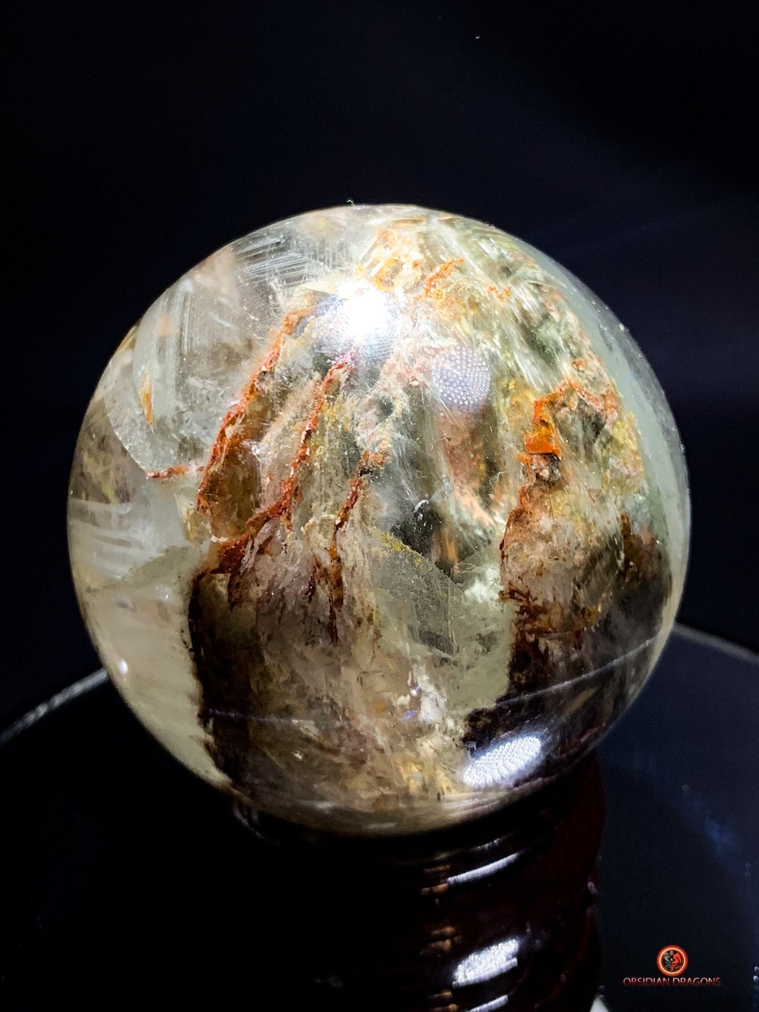 Sphère de Quartz Chlorite Naturelle - Boule de Cristal Unique - obsidian dragons