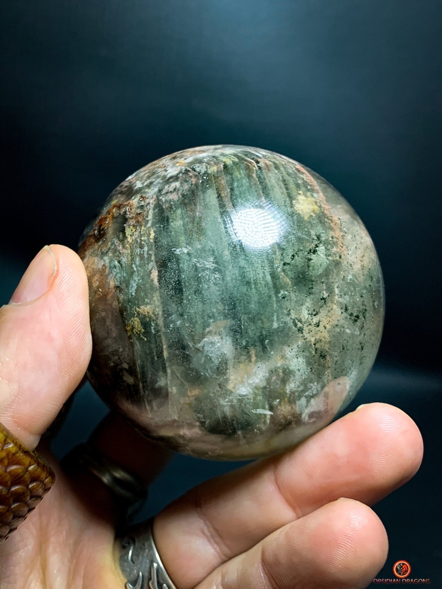 Sphère de Quartz Chlorite Naturelle - Boule de Cristal Unique | obsidian dragons