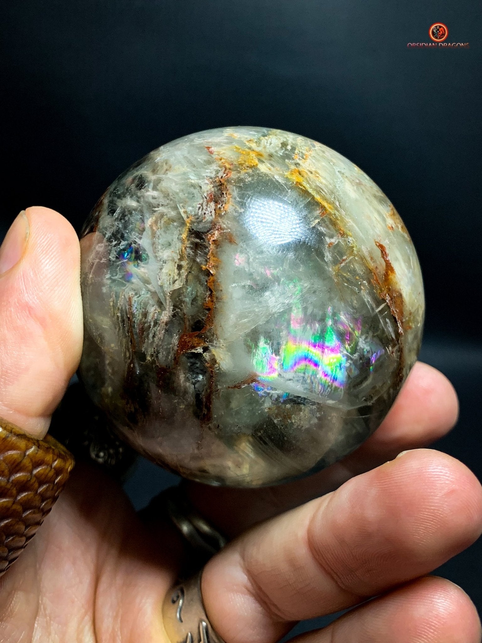 Sphère de Quartz Chlorite Naturelle - Boule de Cristal Unique | obsidian dragons