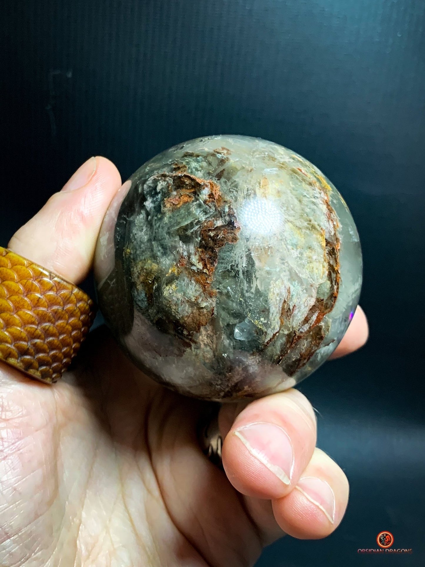 Sphère de Quartz Chlorite Naturelle - Boule de Cristal Unique - obsidian dragons