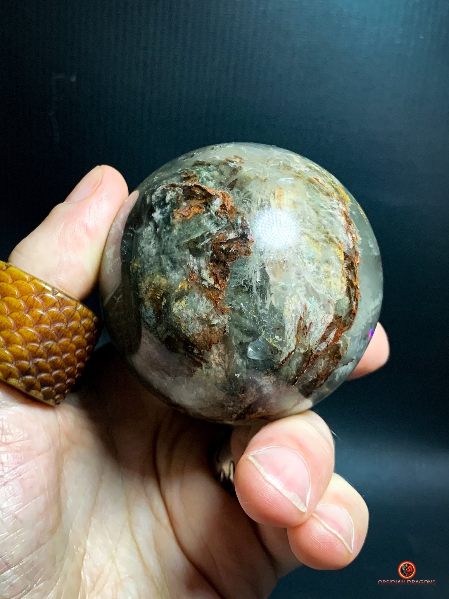 Sphère de Quartz Chlorite Naturelle - Boule de Cristal Unique - obsidian dragons