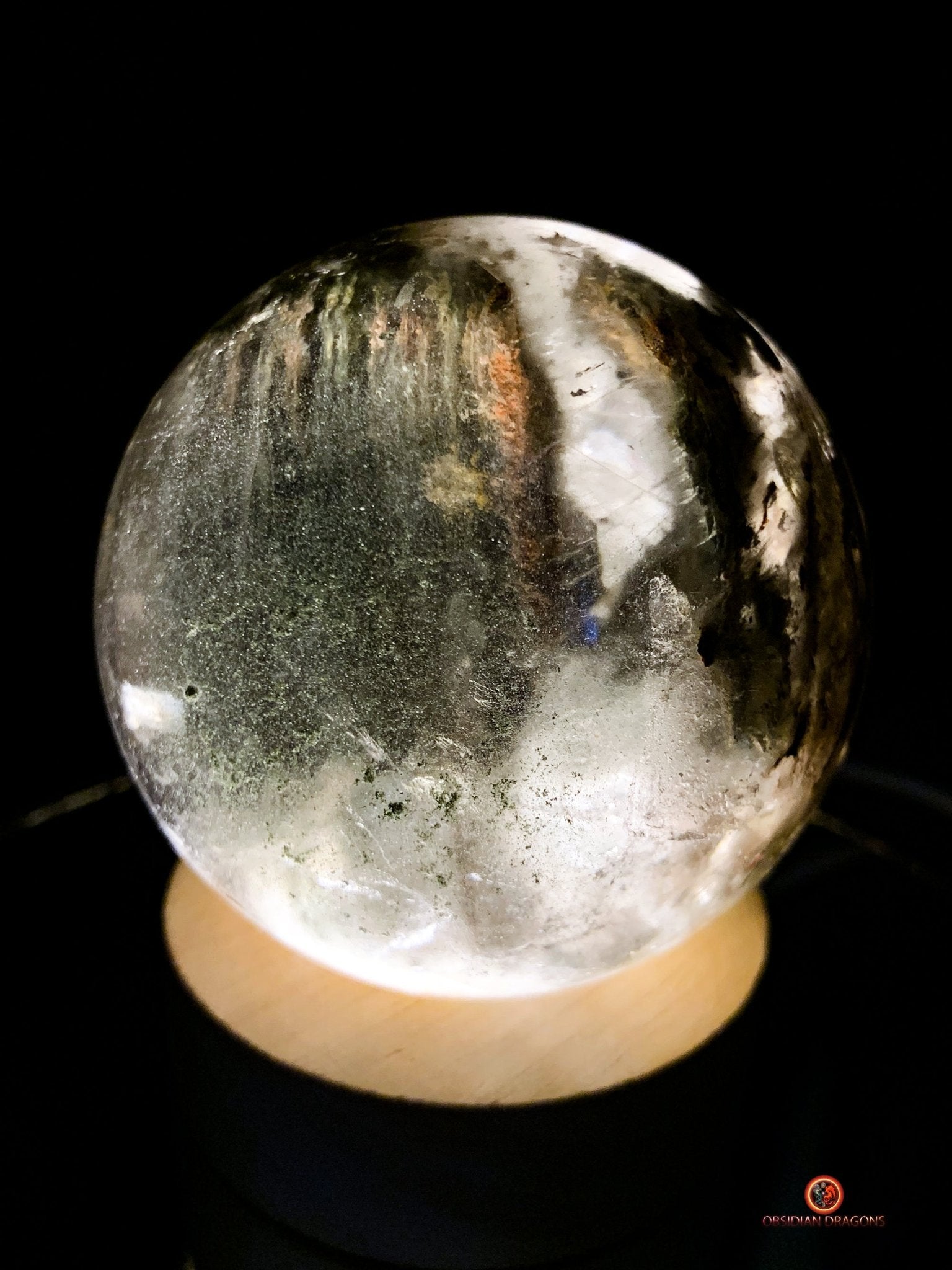 Sphère de Quartz Chlorite Naturelle - Boule de Cristal Unique - obsidian dragons