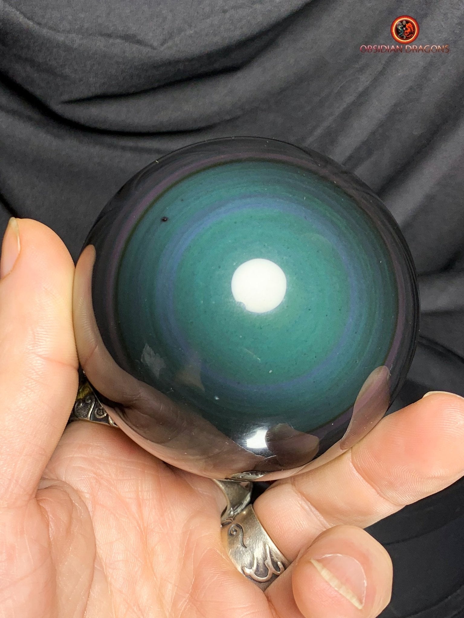 Sphère en Obsidienne œil Céleste- Diamètre 7.64cm- 0.535kg | obsidian dragons