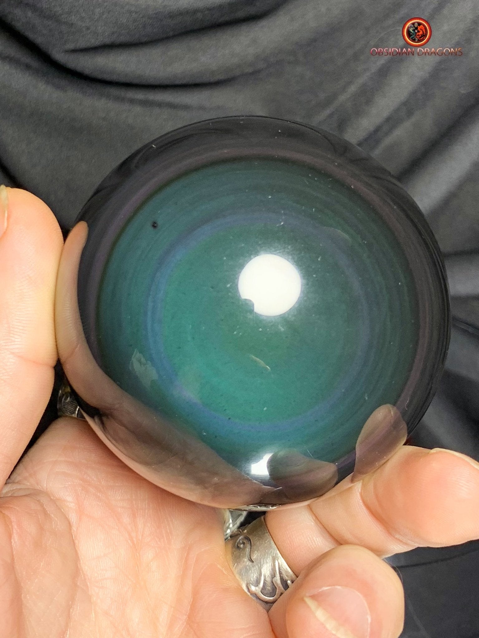 Sphère en Obsidienne œil Céleste- Diamètre 7.64cm- 0.535kg | obsidian dragons
