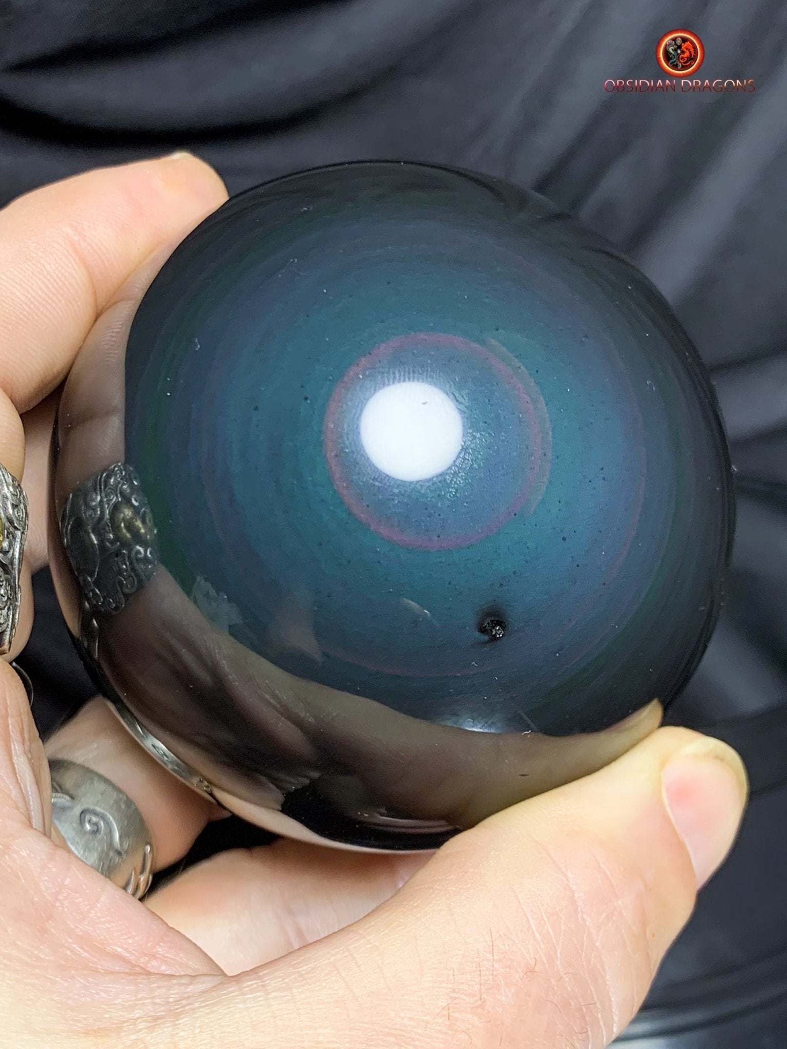 Sphère en Obsidienne œil Céleste- Diamètre 7.64cm- 0.535kg | obsidian dragons