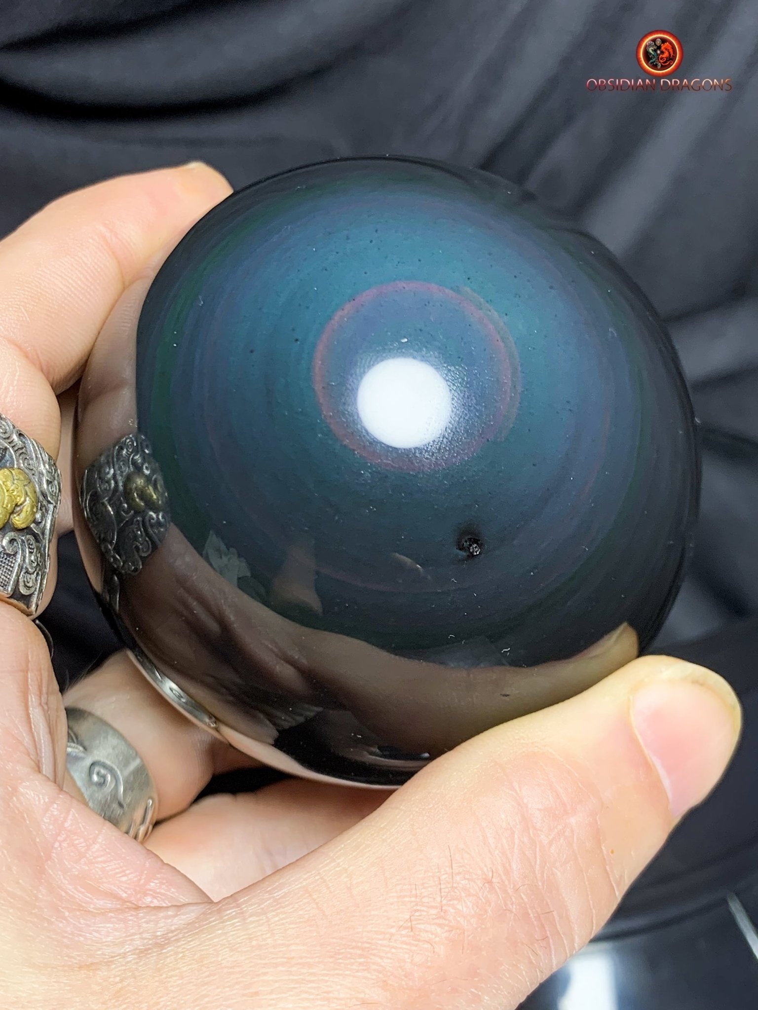 Sphère en Obsidienne œil Céleste- Diamètre 7.64cm- 0.535kg | obsidian dragons