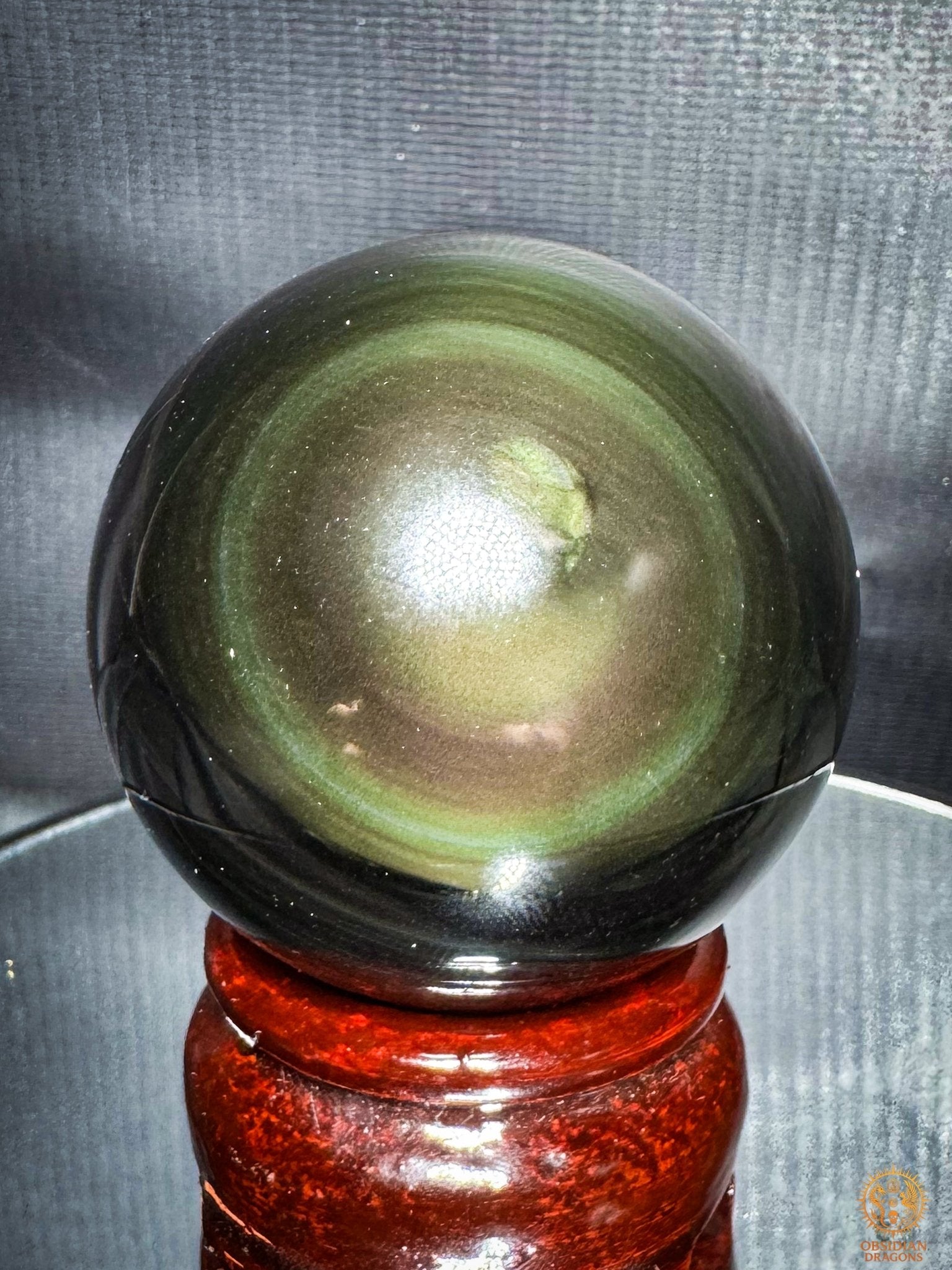 Sphère en obsidienne œil céleste naturelle– Diamètre 5,57 cm | obsidian dragons