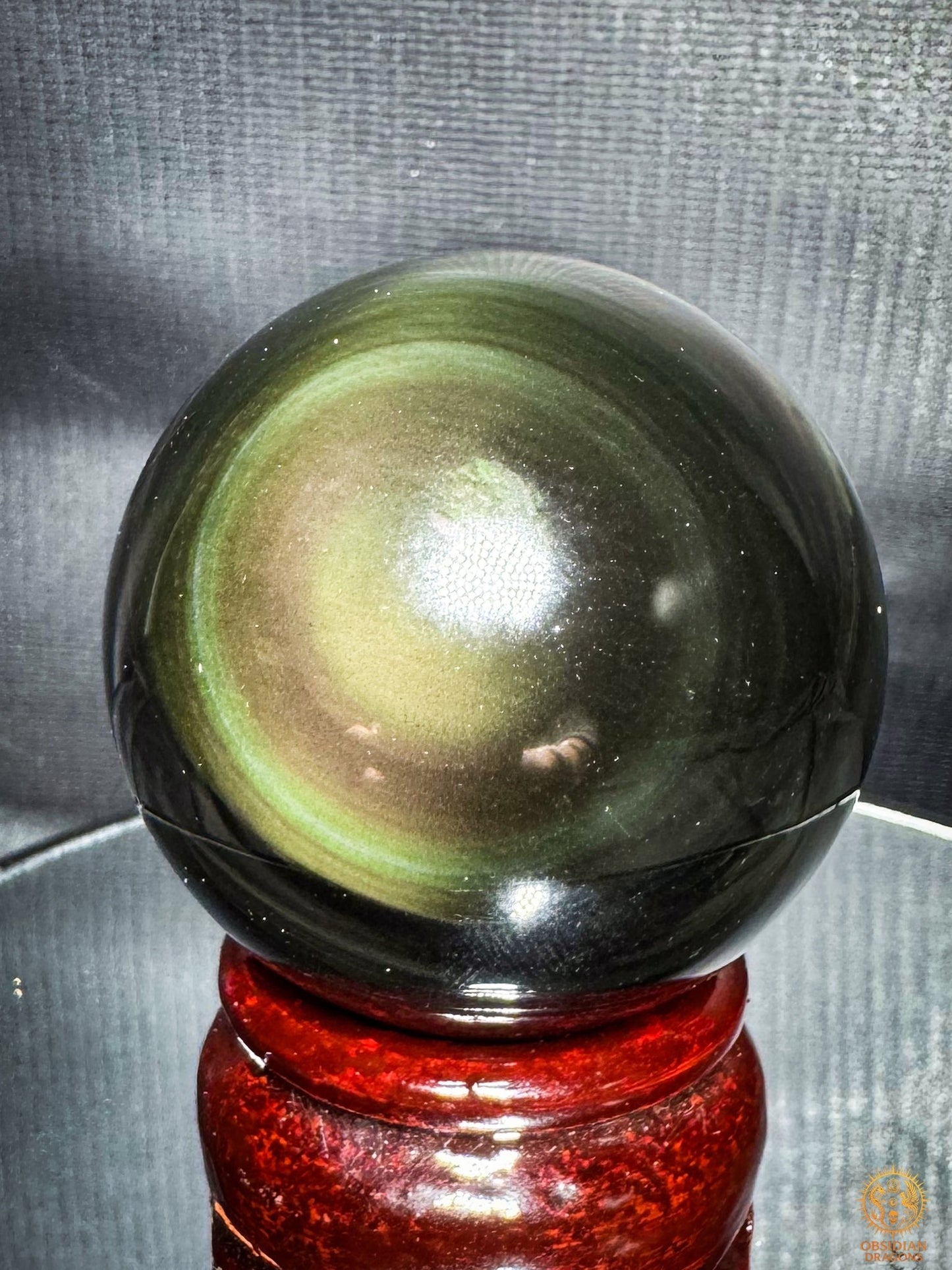 Sphère en obsidienne œil céleste naturelle– Diamètre 5,57 cm | obsidian dragons