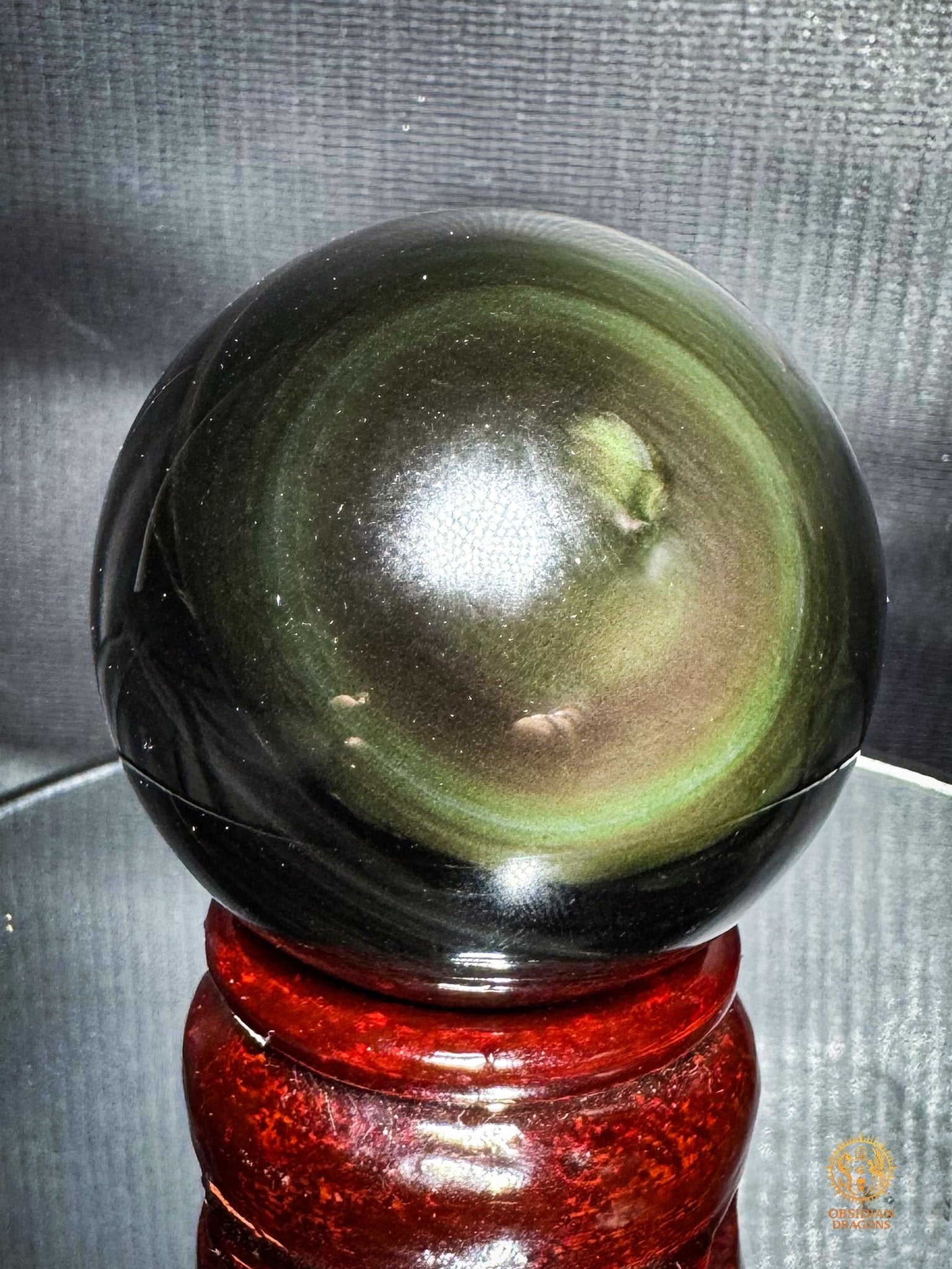 Sphère en obsidienne œil céleste naturelle– Diamètre 5,57 cm | obsidian dragons