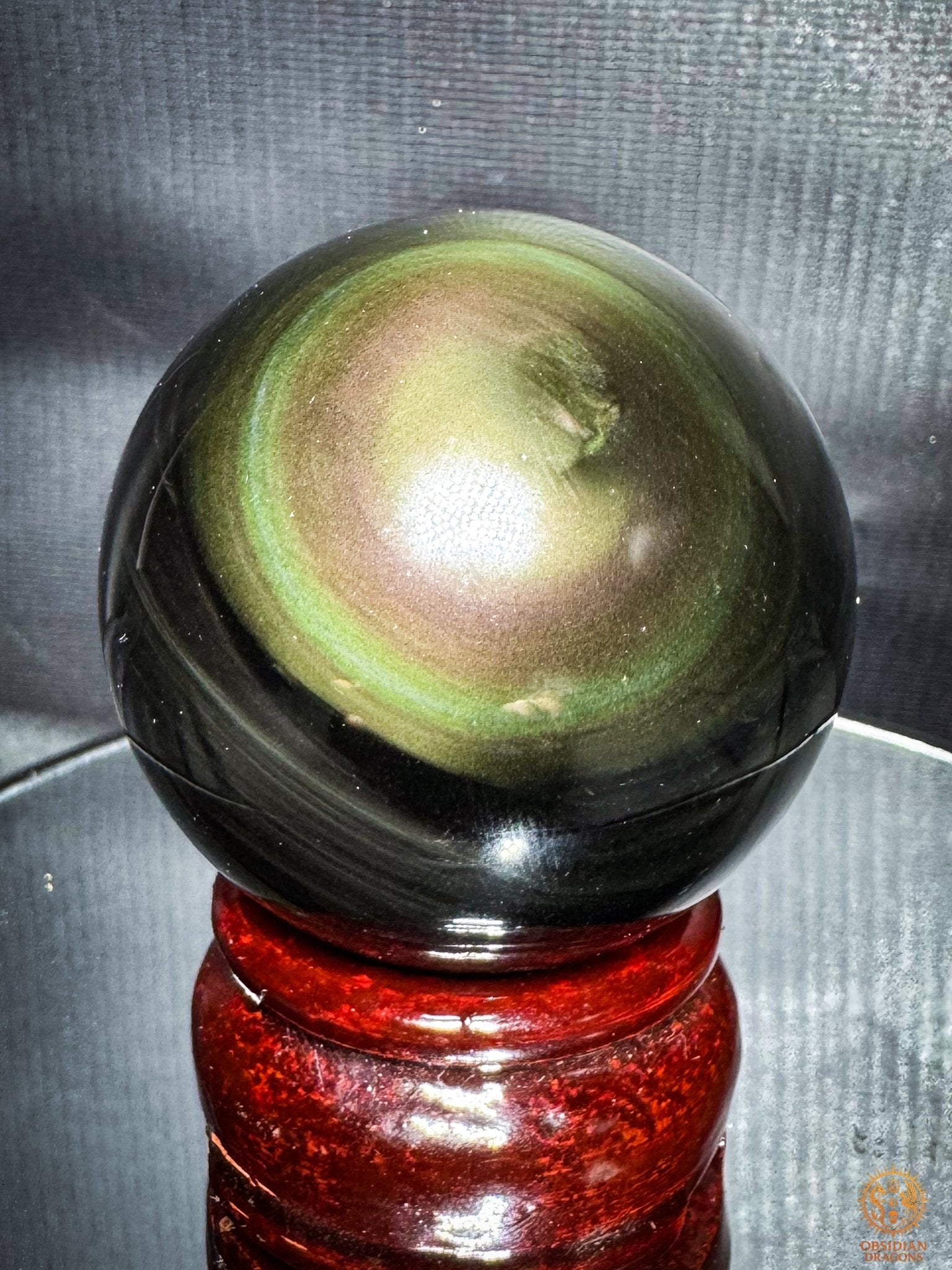 Sphère en obsidienne œil céleste naturelle– Diamètre 5,57 cm | obsidian dragons