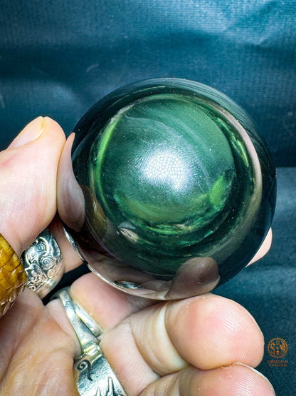 Sphère en obsidienne œil céleste naturelle– Diamètre 5,57 cm | obsidian dragons