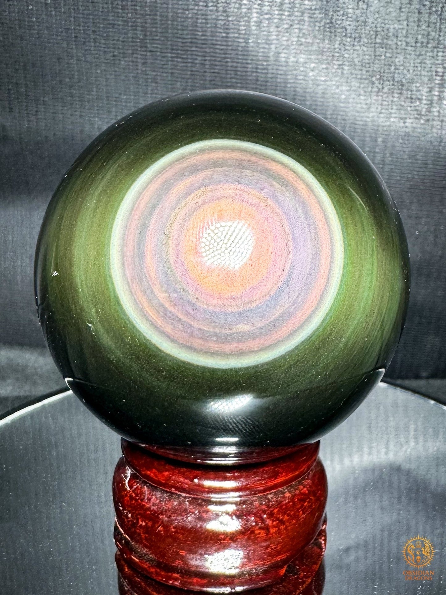 Sphère en obsidienne œil céleste rare – Double lecture optique | obsidian dragons