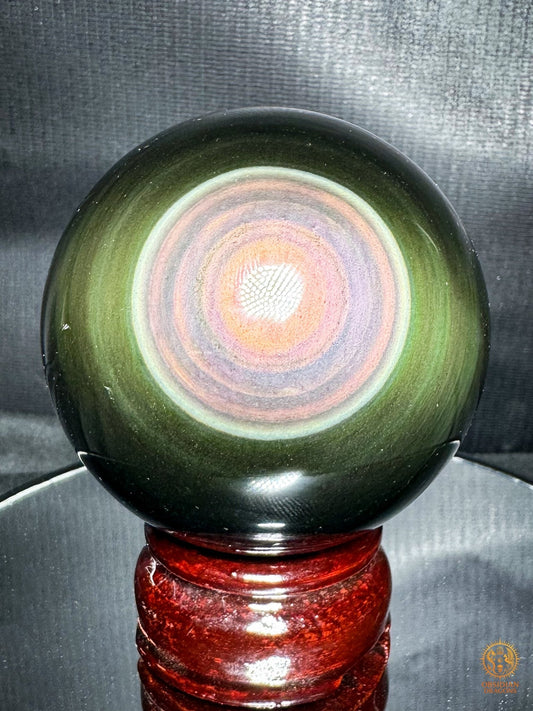 Sphère en obsidienne œil céleste rare – Double lecture optique | obsidian dragons