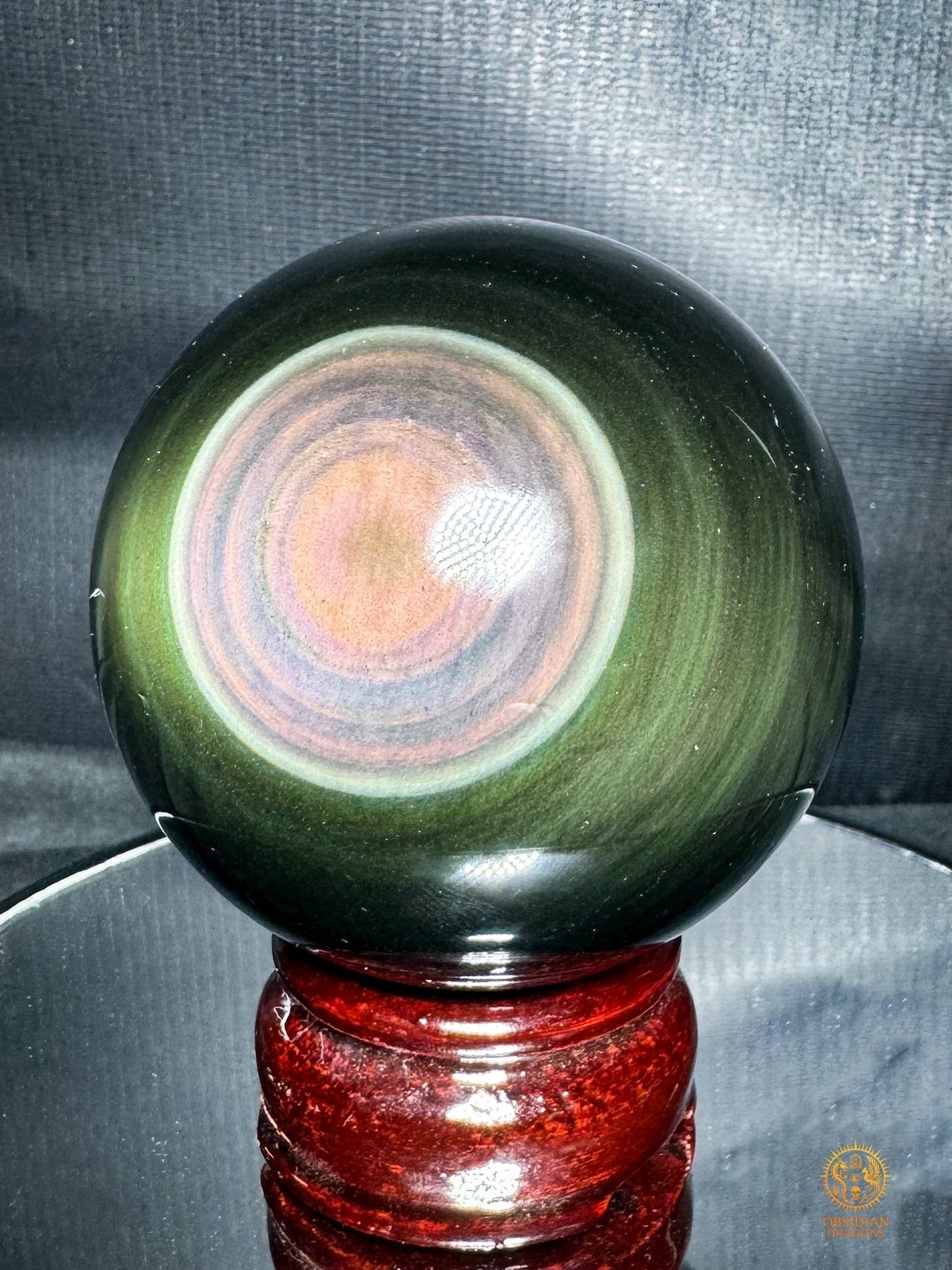 Sphère en obsidienne œil céleste rare – Double lecture optique | obsidian dragons