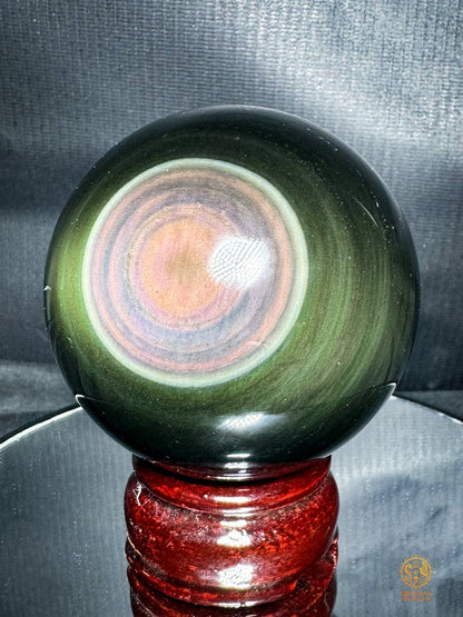 Sphère en obsidienne œil céleste rare – Double lecture optique | obsidian dragons