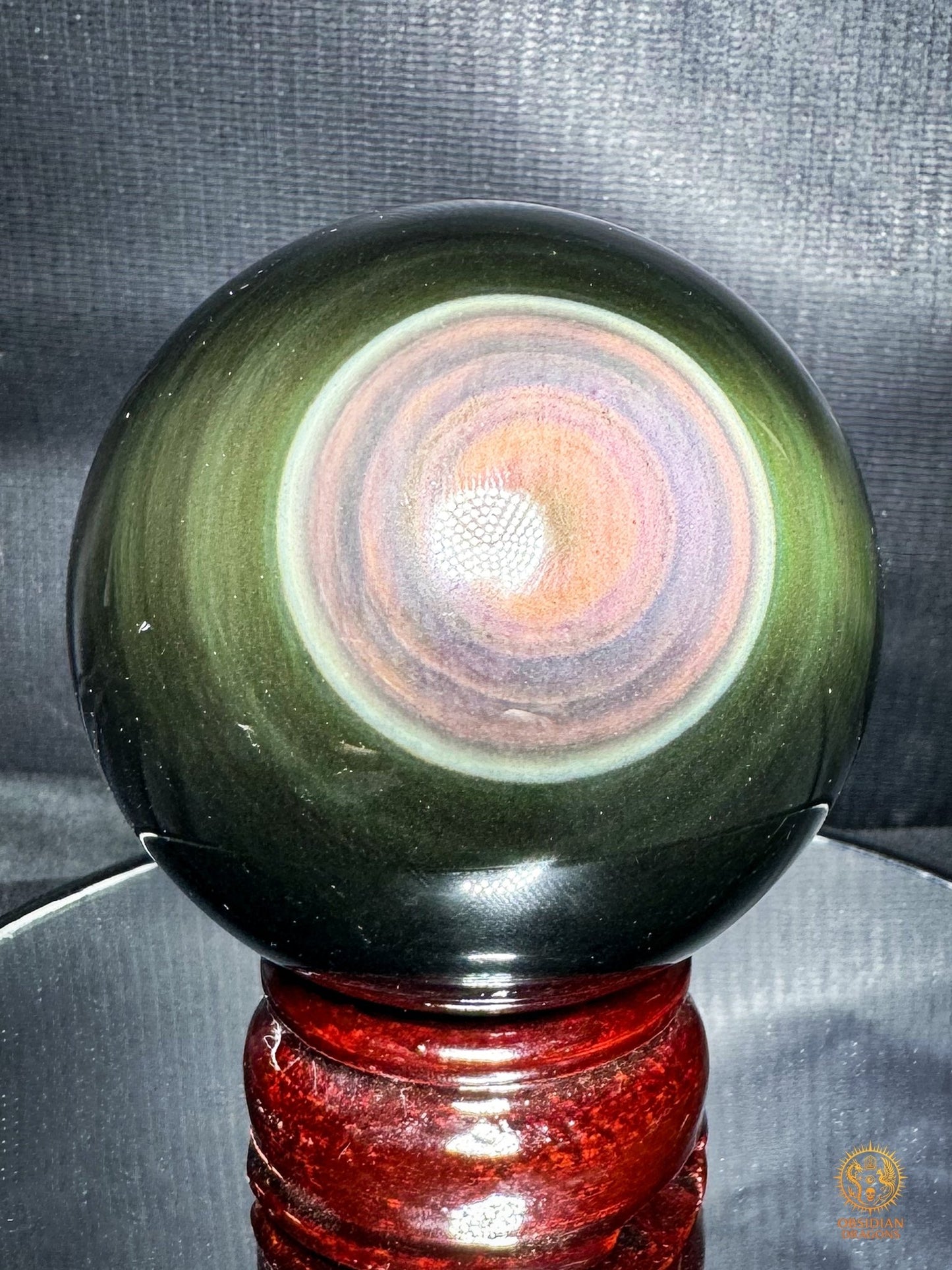 Sphère en obsidienne œil céleste rare – Double lecture optique | obsidian dragons