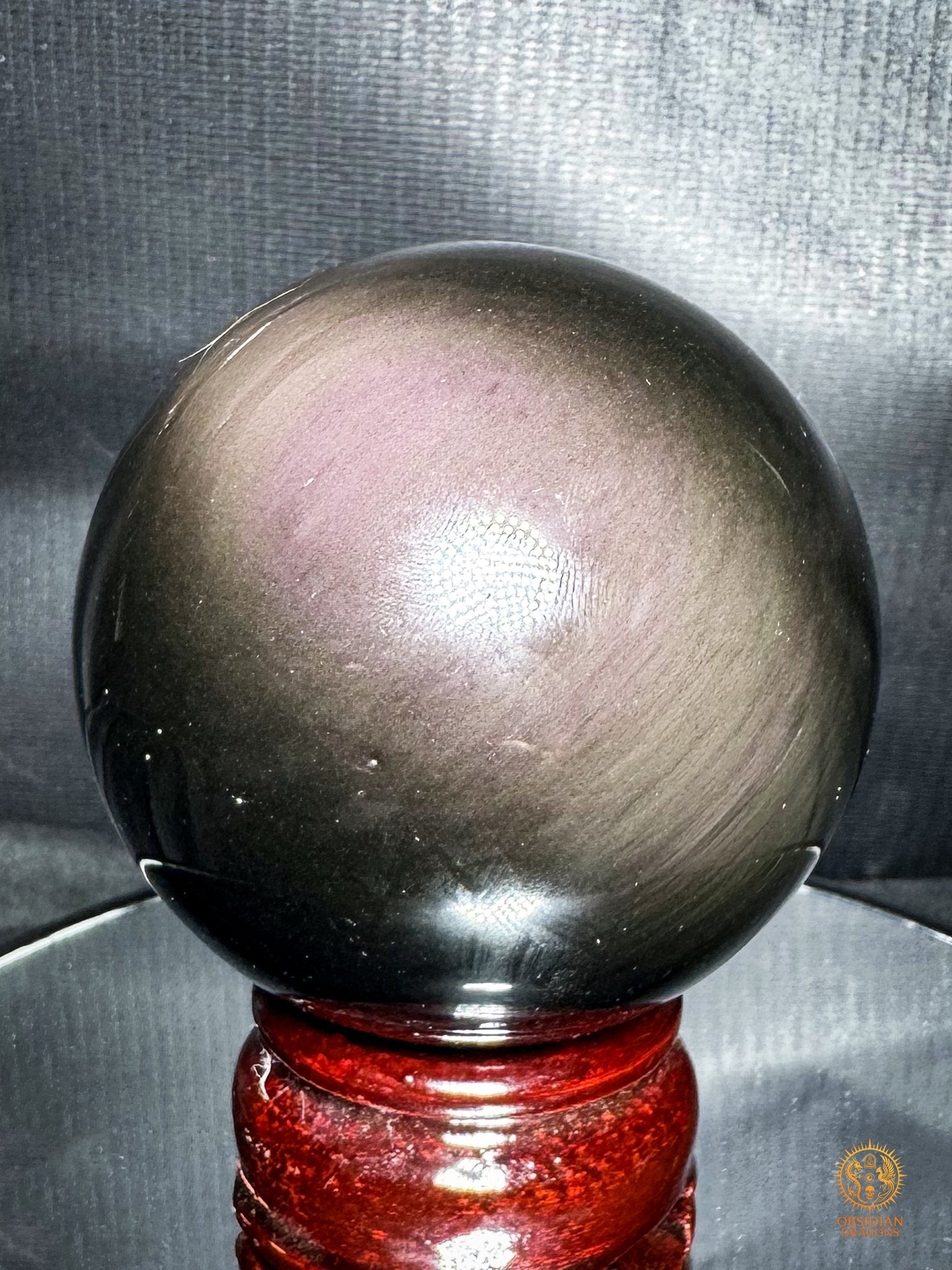 Sphère en obsidienne œil céleste rare – Double lecture optique | obsidian dragons