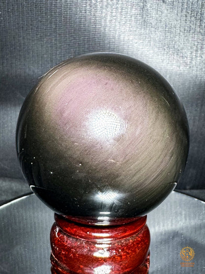 Sphère en obsidienne œil céleste rare – Double lecture optique | obsidian dragons