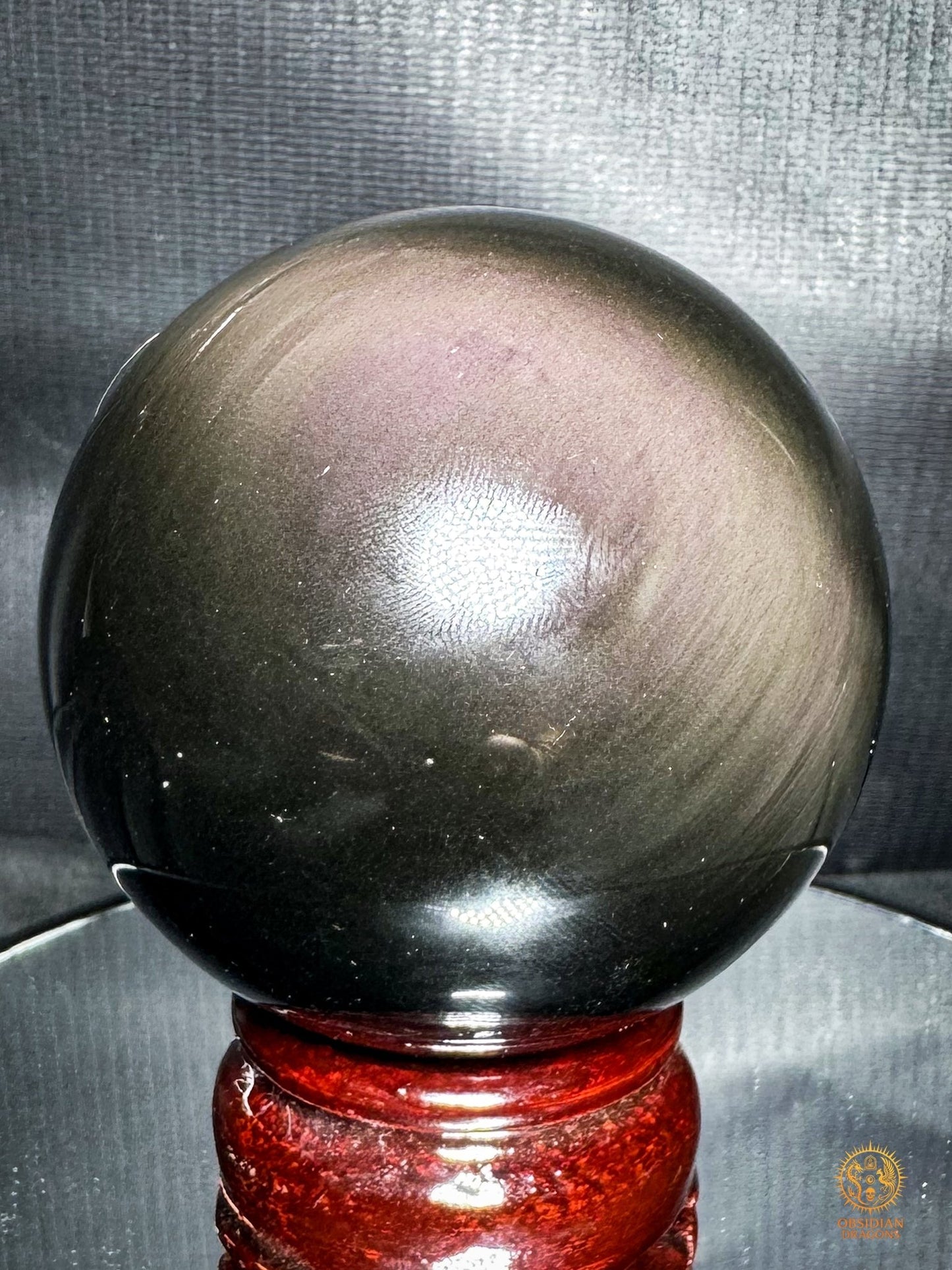Sphère en obsidienne œil céleste rare – Double lecture optique | obsidian dragons