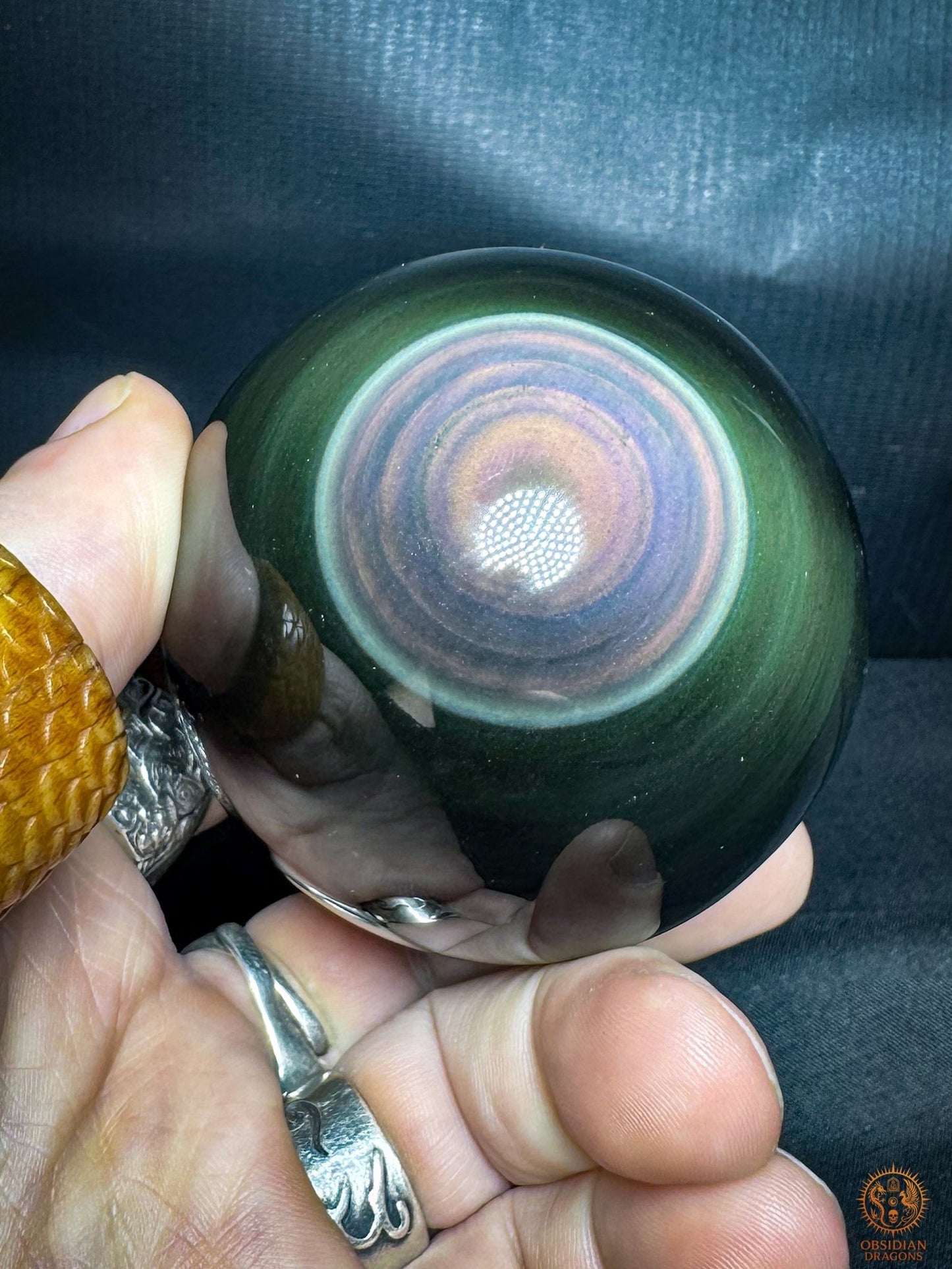 Sphère en obsidienne œil céleste rare – Double lecture optique | obsidian dragons