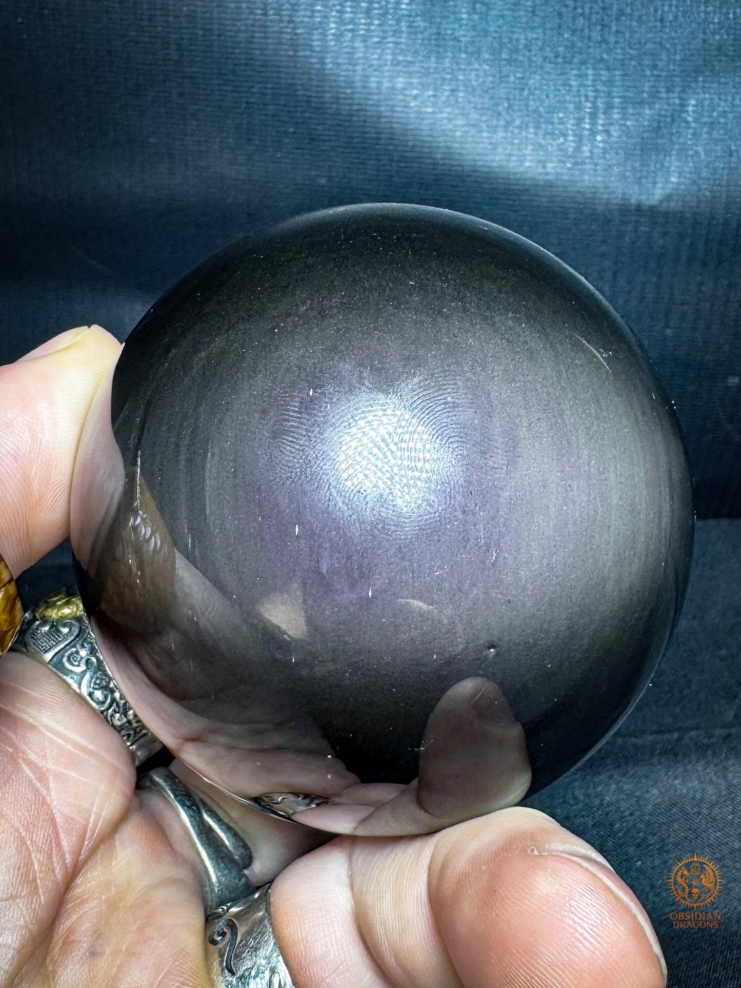 Sphère en obsidienne œil céleste rare – Double lecture optique | obsidian dragons
