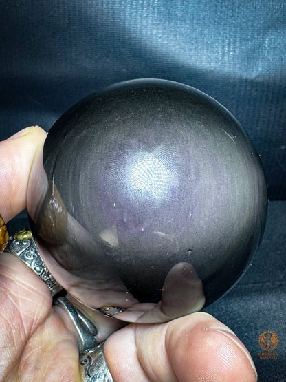 Sphère en obsidienne œil céleste rare – Double lecture optique | obsidian dragons