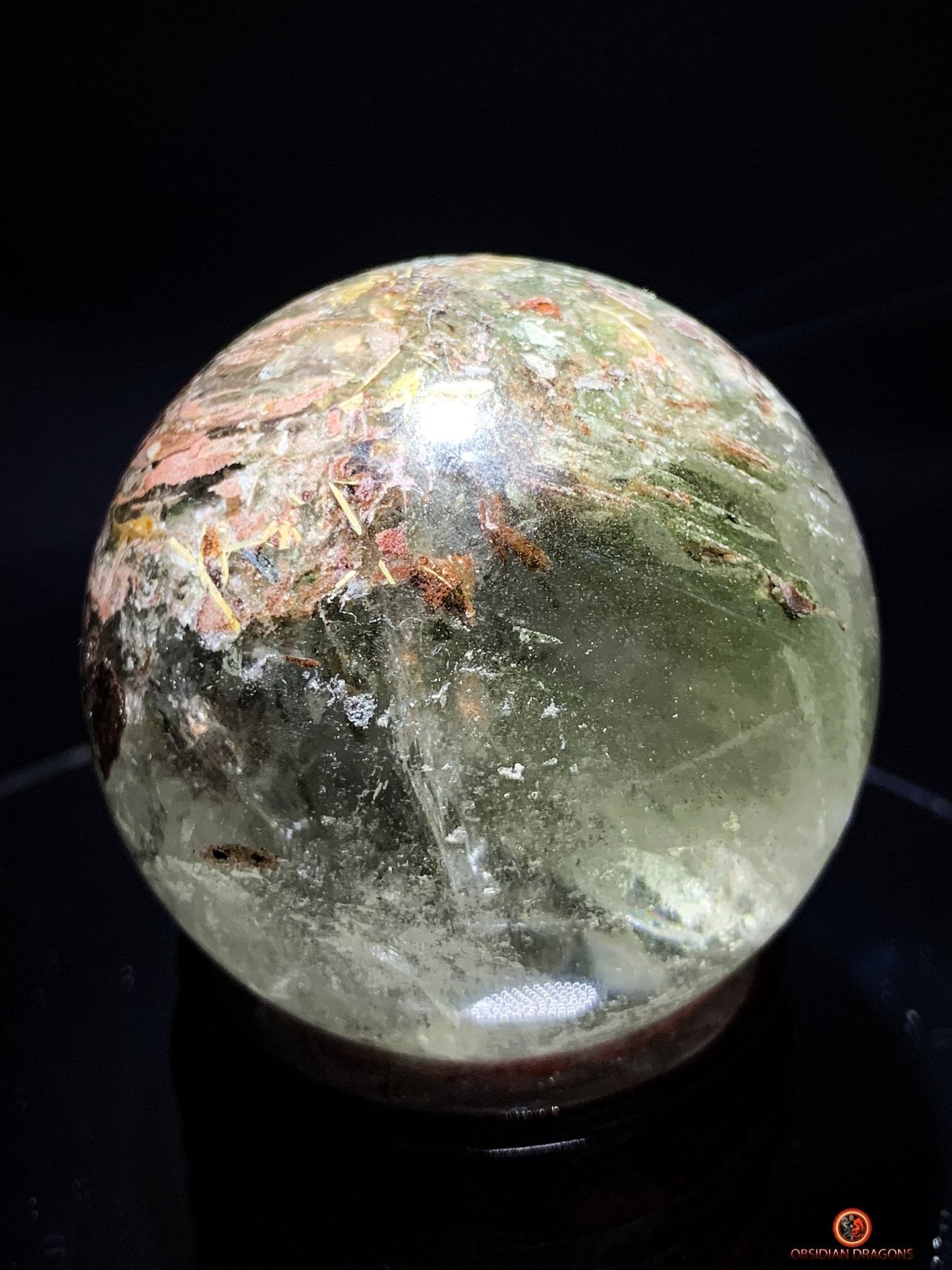 Sphère en Quartz Chlorite - boule de cristal - cristal naturel | obsidian dragons