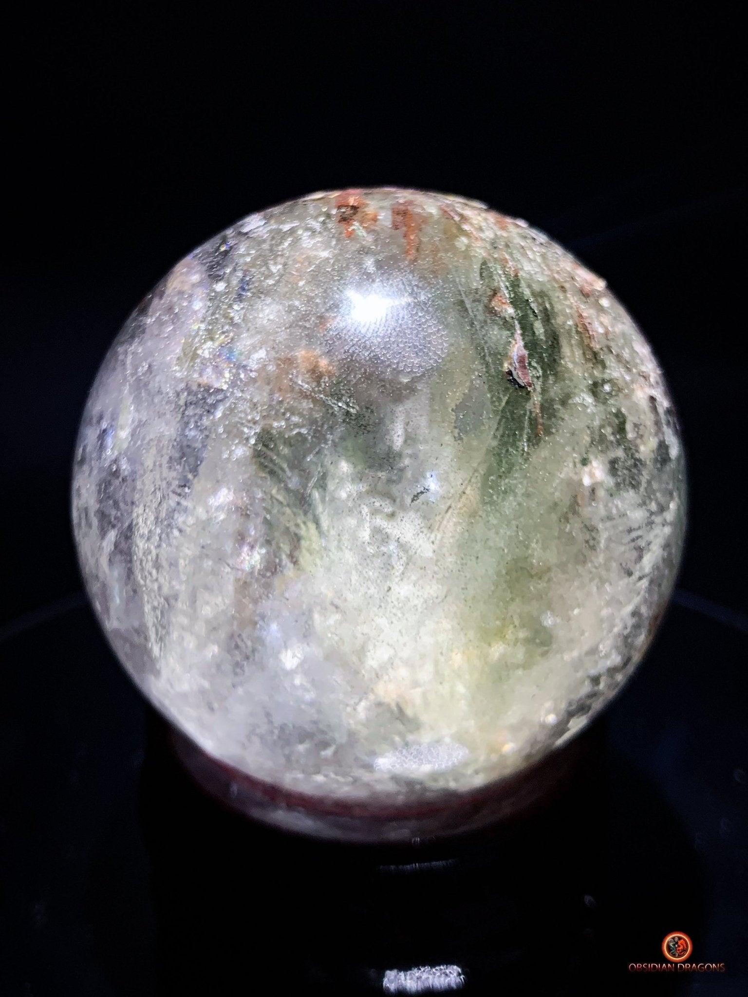 Sphère en Quartz Chlorite - boule de cristal - cristal naturel | obsidian dragons