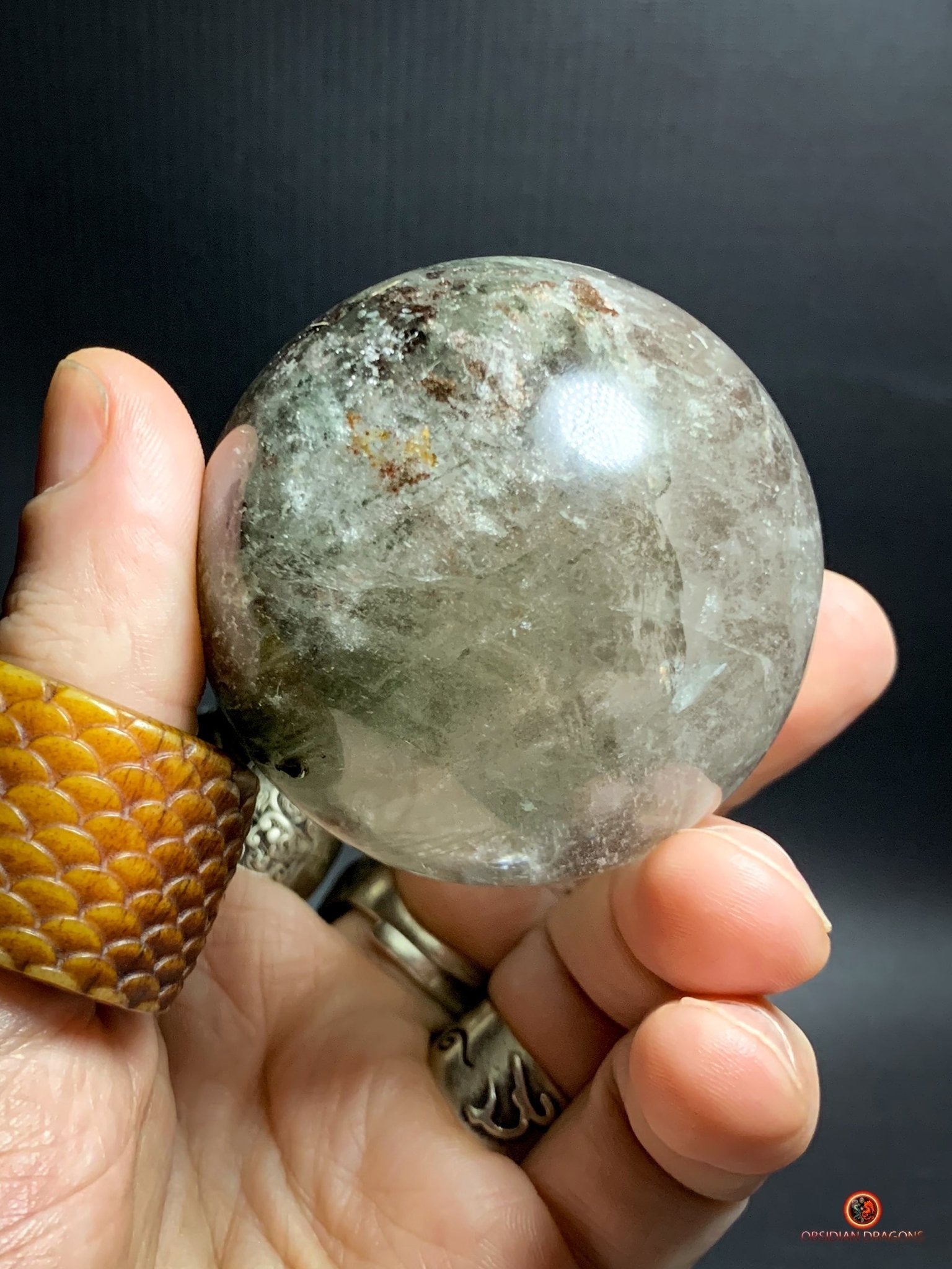 Sphère en Quartz Chlorite - boule de cristal - cristal naturel | obsidian dragons