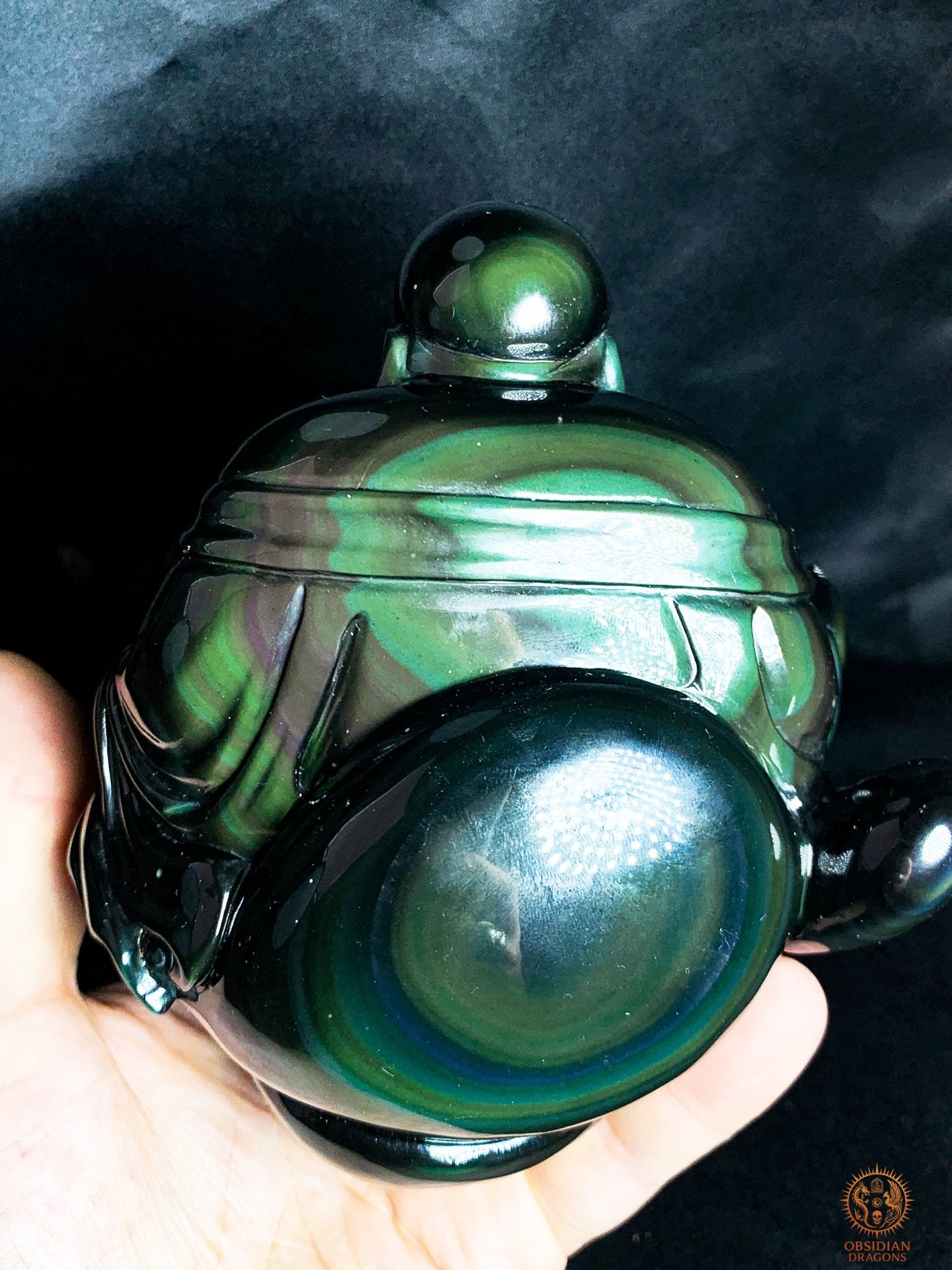 Statue de Bouddha en Obsidienne Œil Céleste – Bouddha Rieur | obsidian dragons