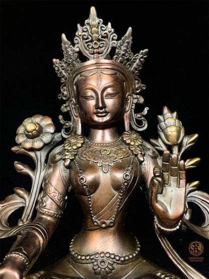 Statue de Tara Blanche en Bronze – Art Sacré Tibétain | obsidian dragons