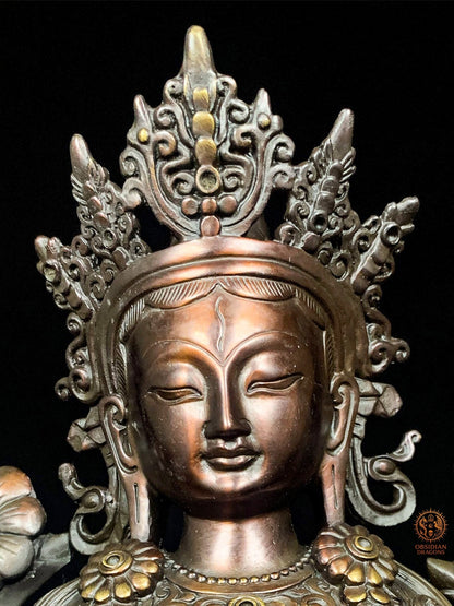 Statue de Tara Blanche en Bronze – Art Sacré Tibétain | obsidian dragons