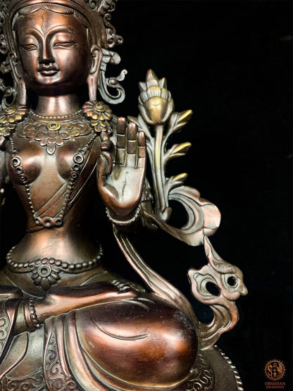 Statue de Tara Blanche en Bronze – Art Sacré Tibétain | obsidian dragons
