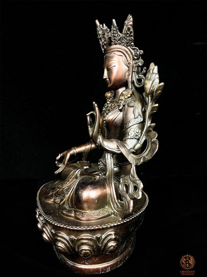 Statue de Tara Blanche en Bronze – Art Sacré Tibétain | obsidian dragons