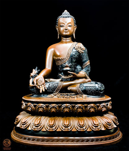 Statue du Bouddha Médecine en Bronze – Chef-d’Œuvre Tibétain | obsidian dragons