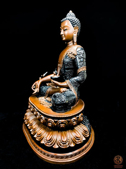 Statue du Bouddha Médecine en Bronze – Chef-d’Œuvre Tibétain | obsidian dragons