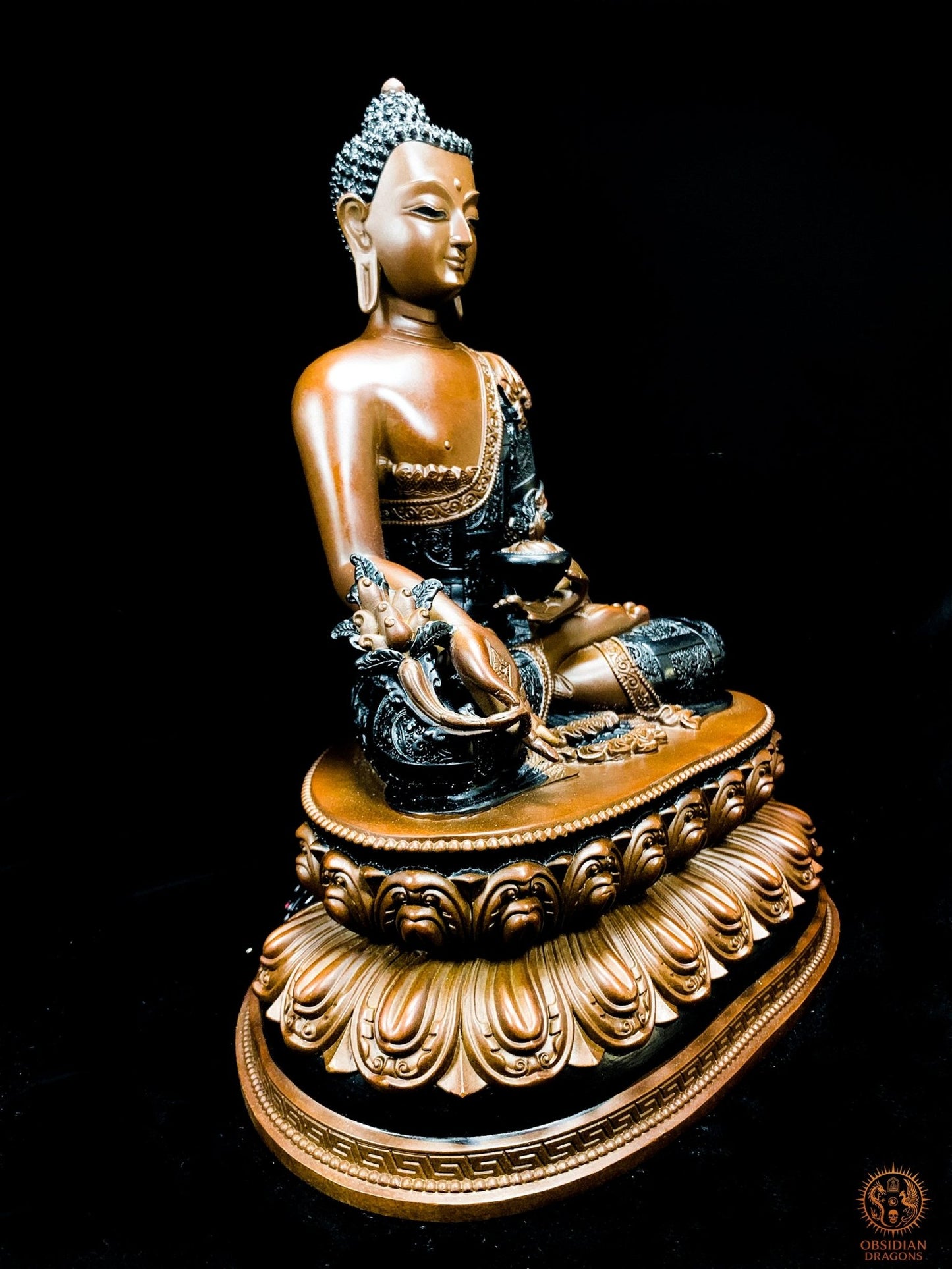 Statue du Bouddha Médecine en Bronze – Chef-d’Œuvre Tibétain | obsidian dragons