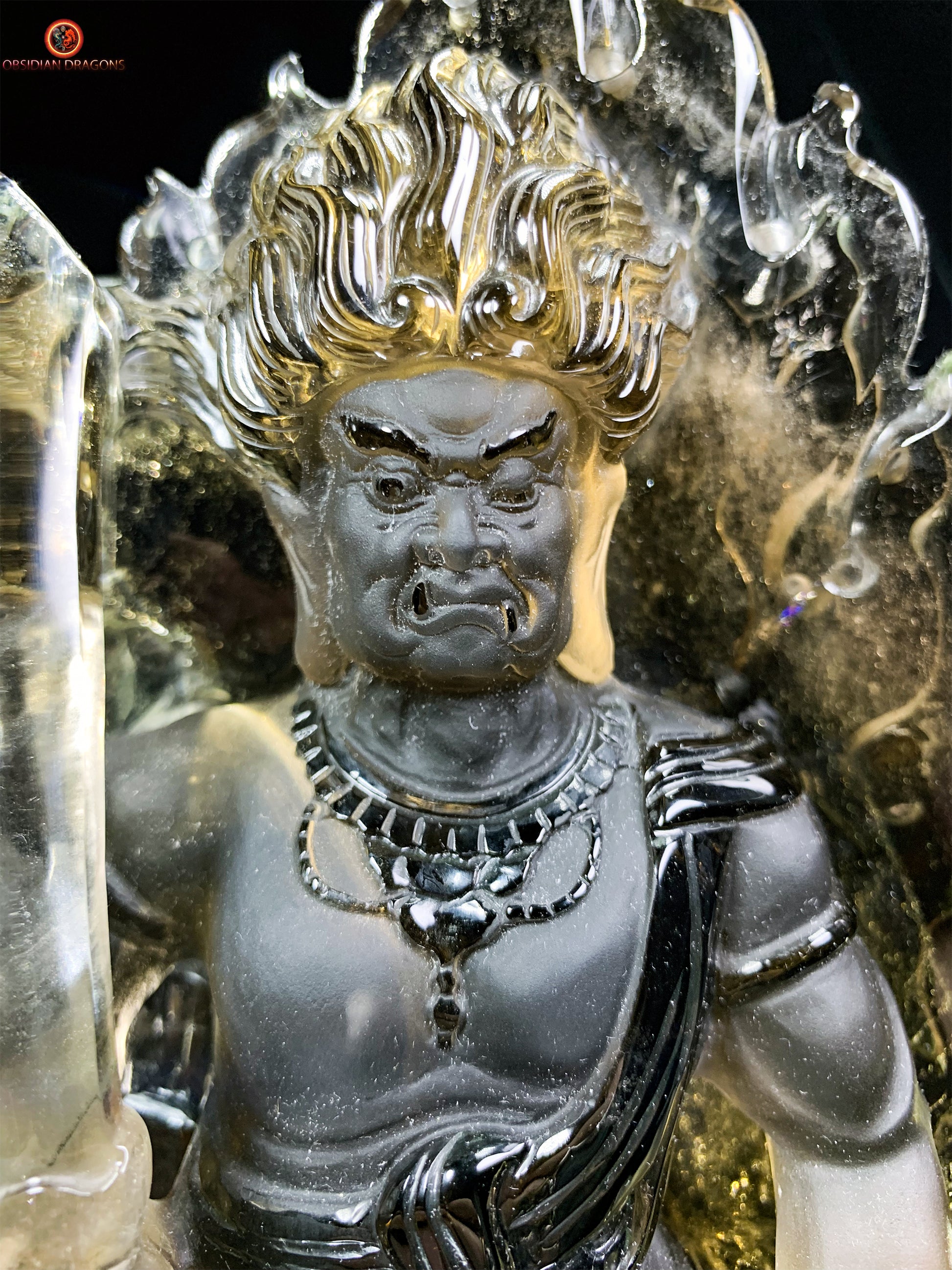Statuette Bouddha Acala – Quartz Fumé – Rare et Unique | obsidian dragons