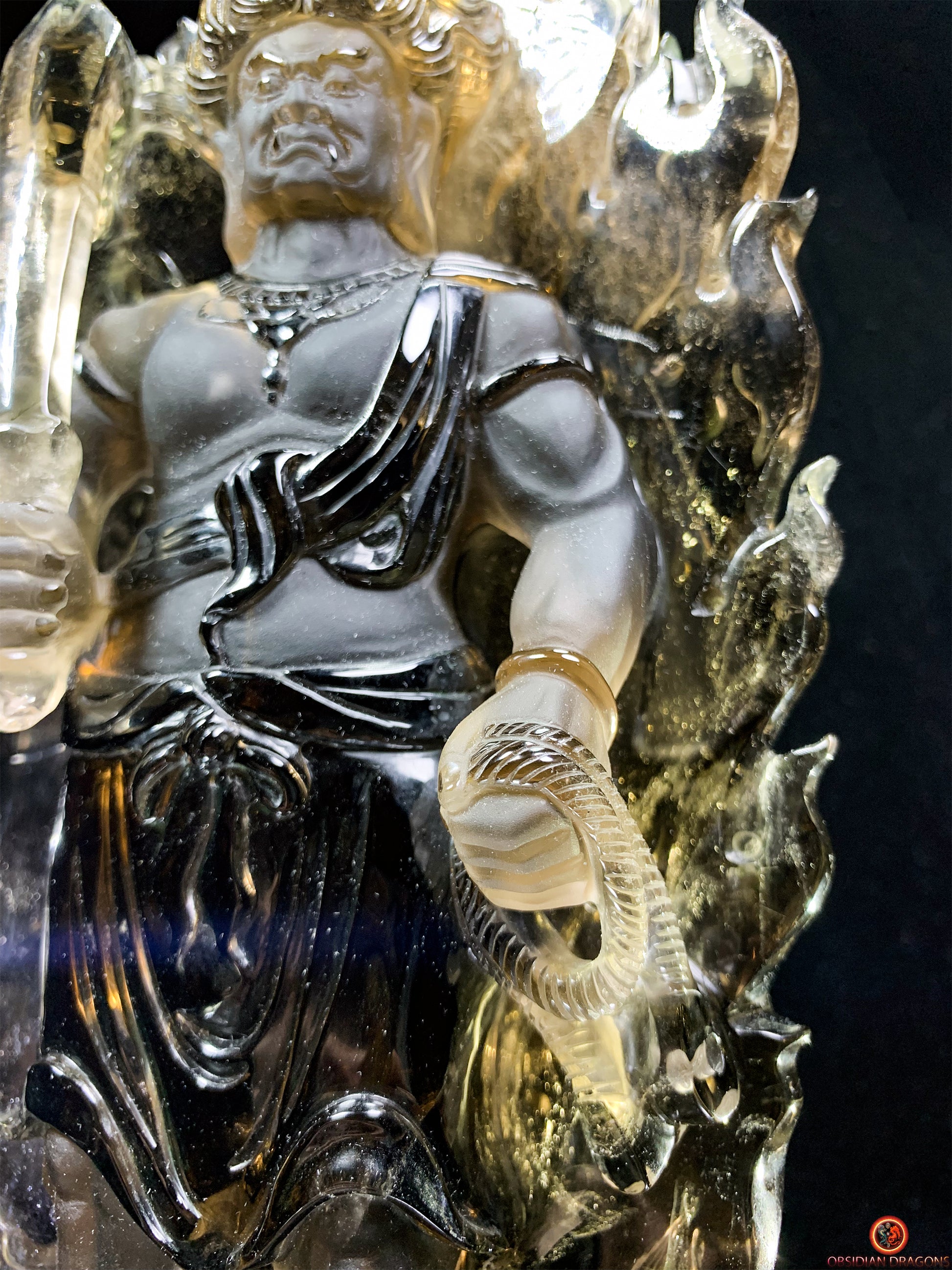 Statuette Bouddha Acala – Quartz Fumé – Rare et Unique | obsidian dragons