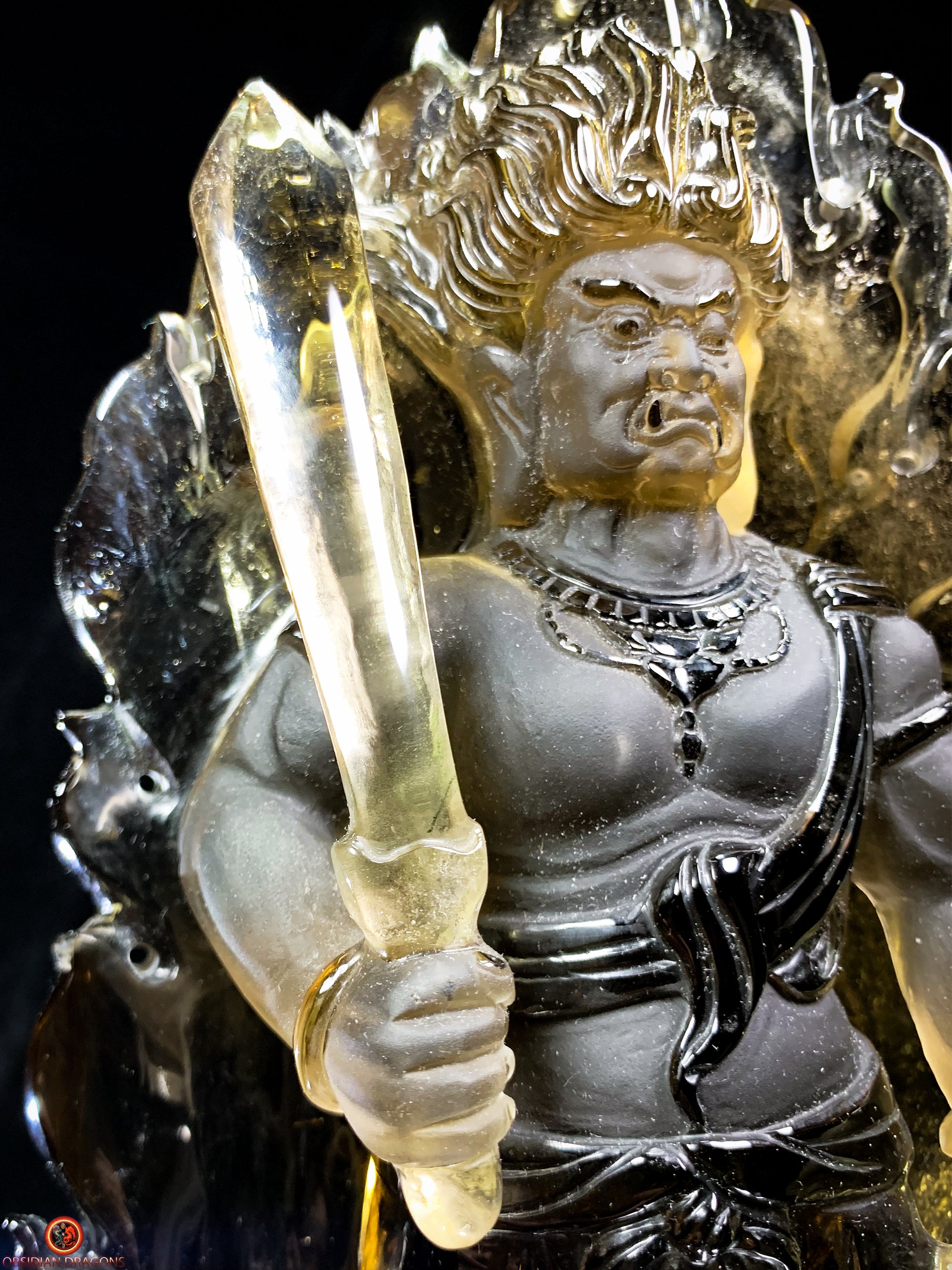 Statuette Bouddha Acala – Quartz Fumé – Rare et Unique | obsidian dragons