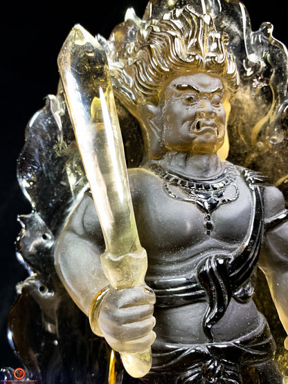 Statuette Bouddha Acala – Quartz Fumé – Rare et Unique | obsidian dragons