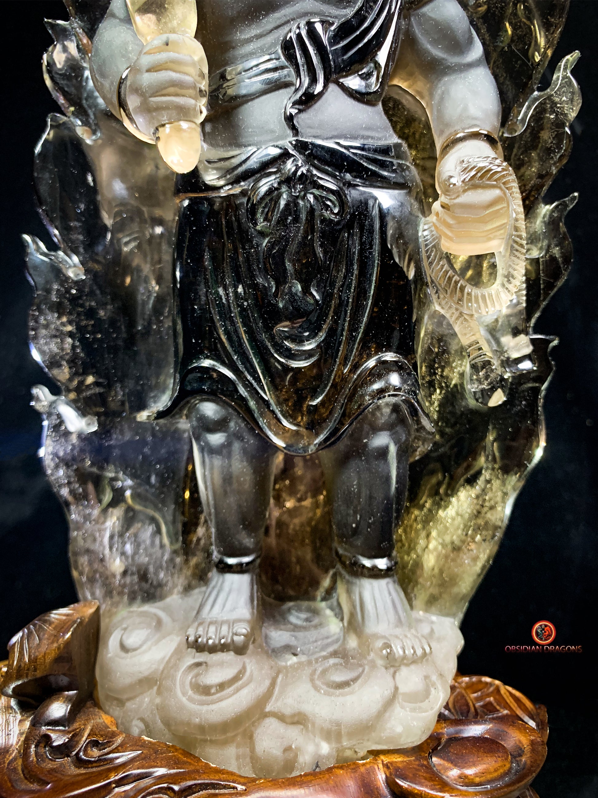 Statuette Bouddha Acala – Quartz Fumé – Rare et Unique | obsidian dragons