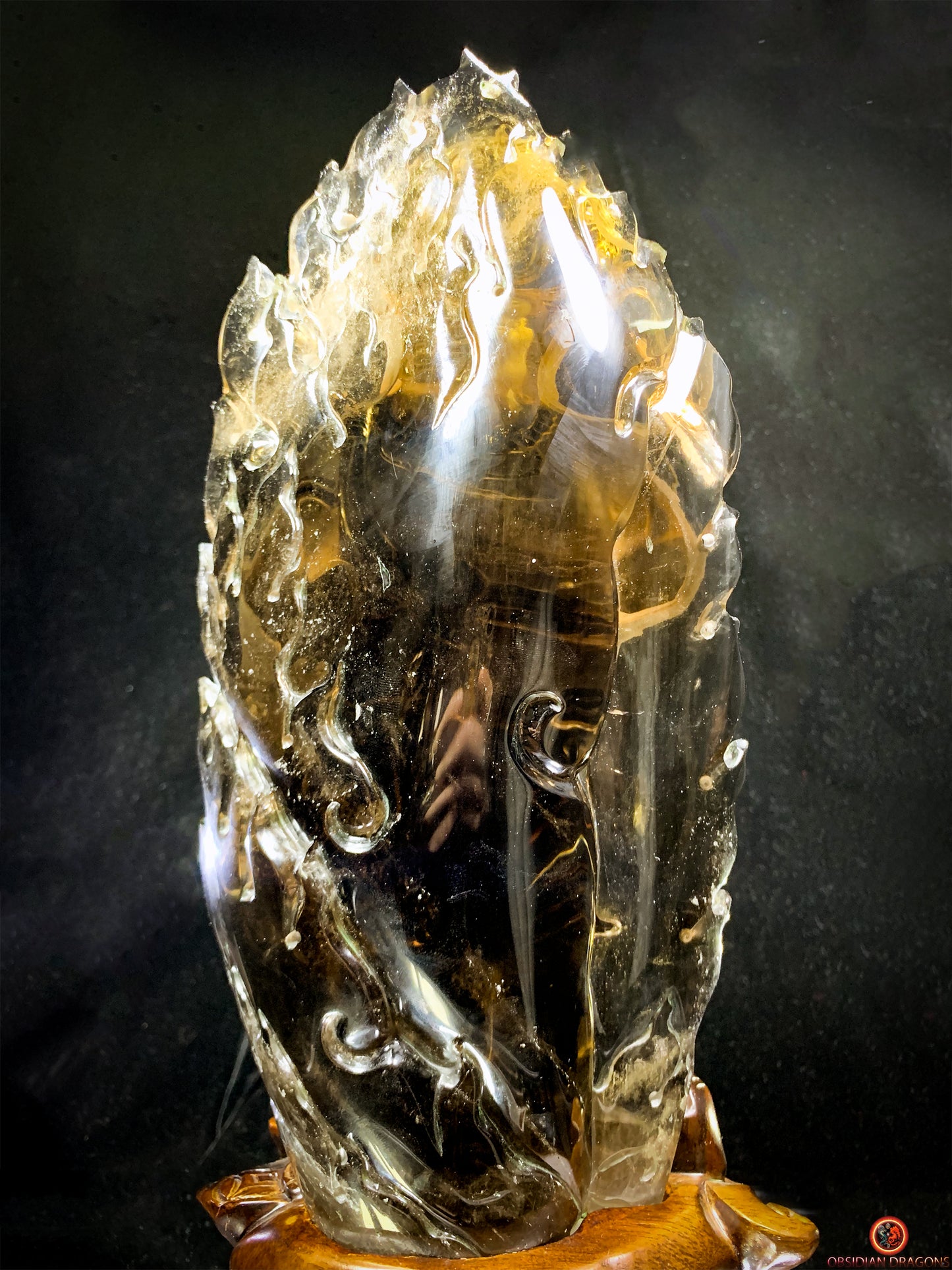 Statuette Bouddha Acala – Quartz Fumé – Rare et Unique